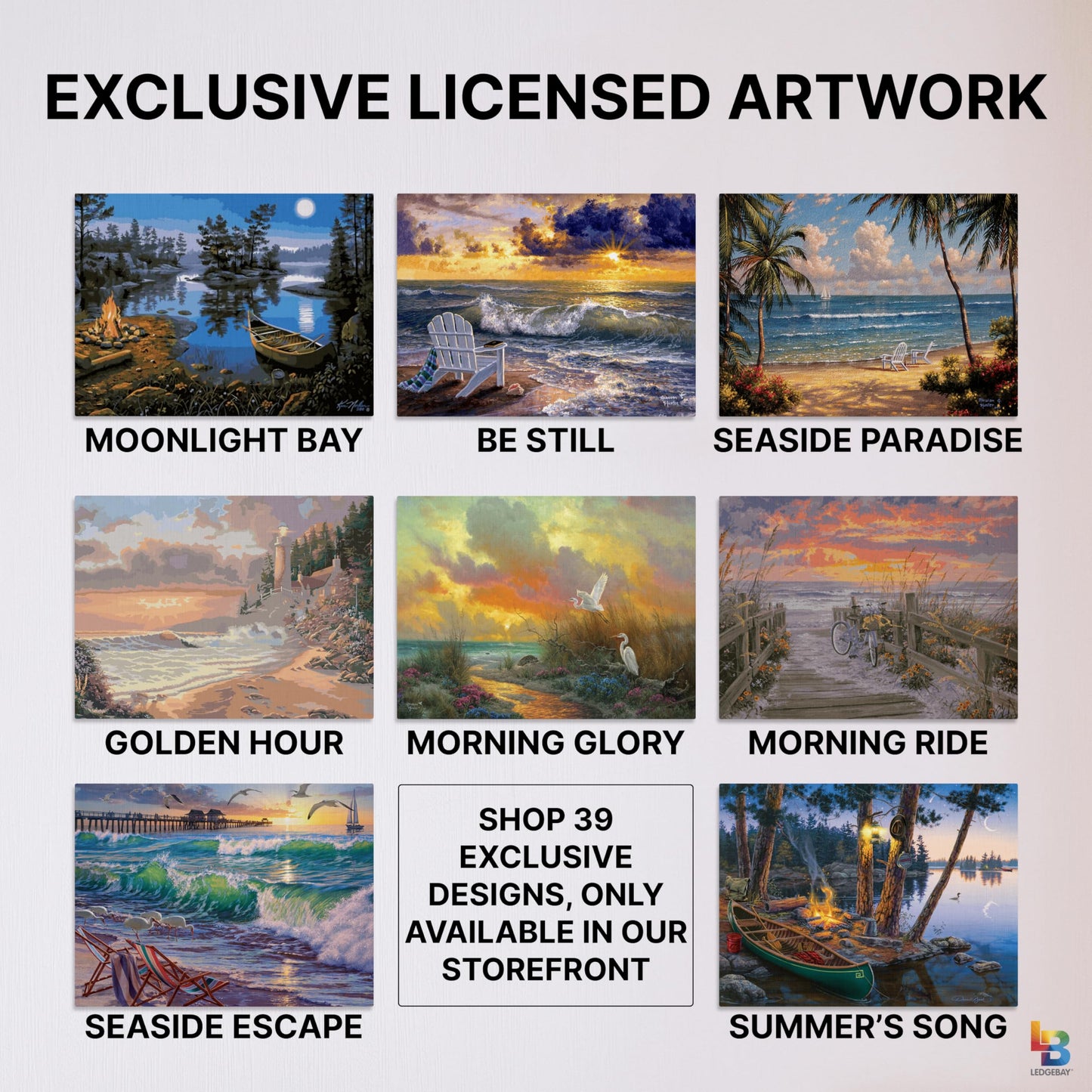 Ledgebay Moonlight Bay 12x16 Framed Paint by Numbers Kit for Adults