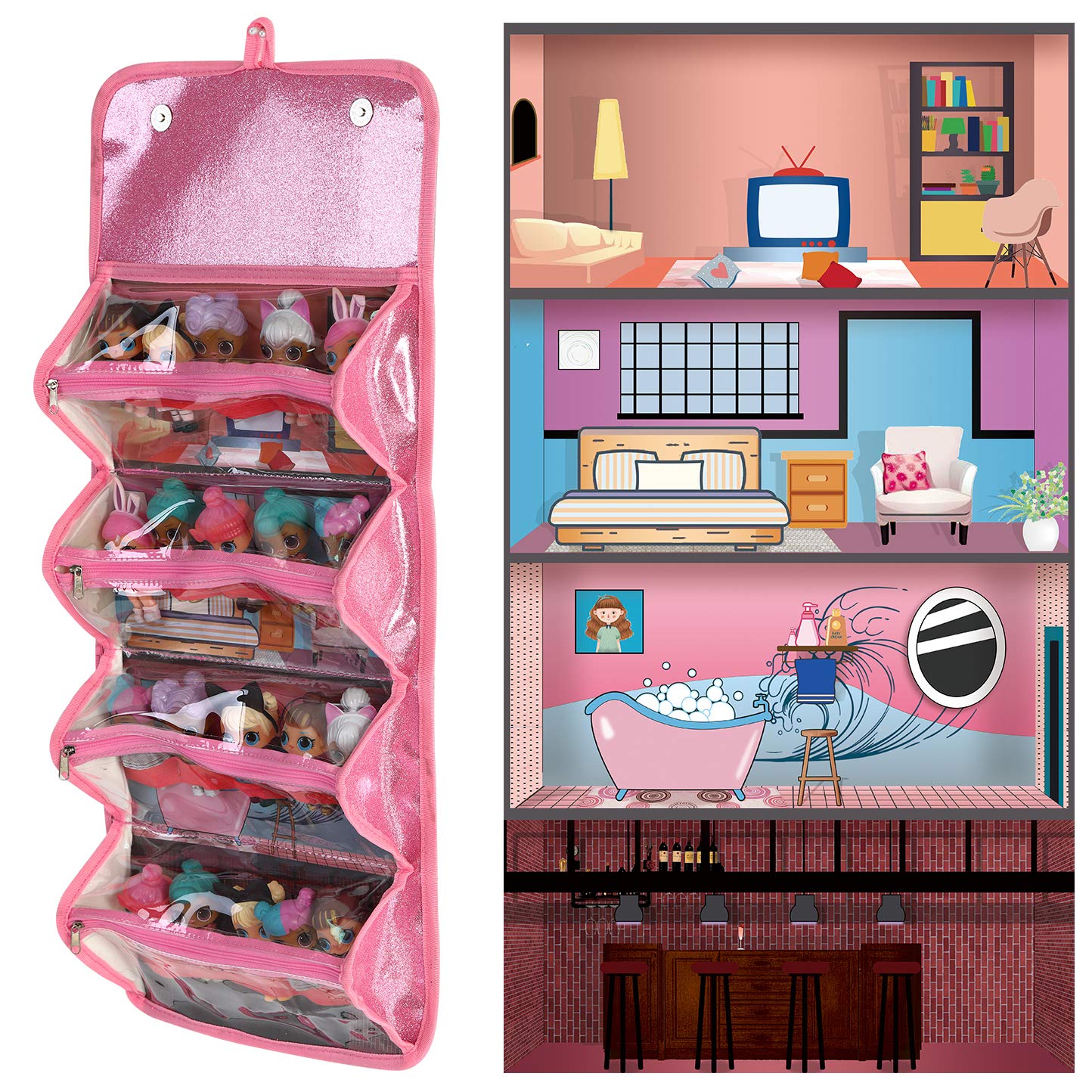Leeche Dolls Storage & Display Case – Compatible with All LOL Surprise Dolls – Portable Organizer