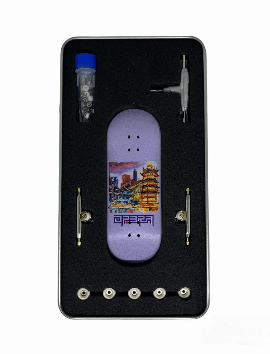 LEEFAI Pro Fingerboard Complete Set Up 34x96mm – Maple Deck, UV Graphic, 4.0 Trucks, 65d Wheels, Op3ra Oriented Vibes
