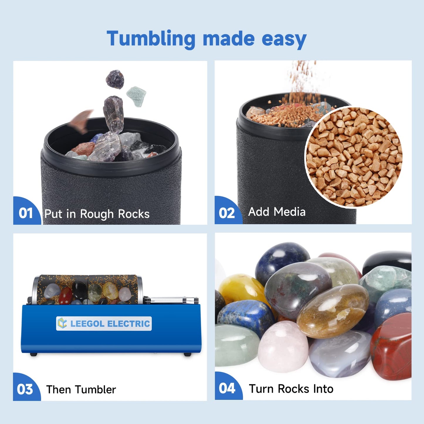 Leegol Electric Rock Tumbler Double Drum 6LB – Lapidary Polisher