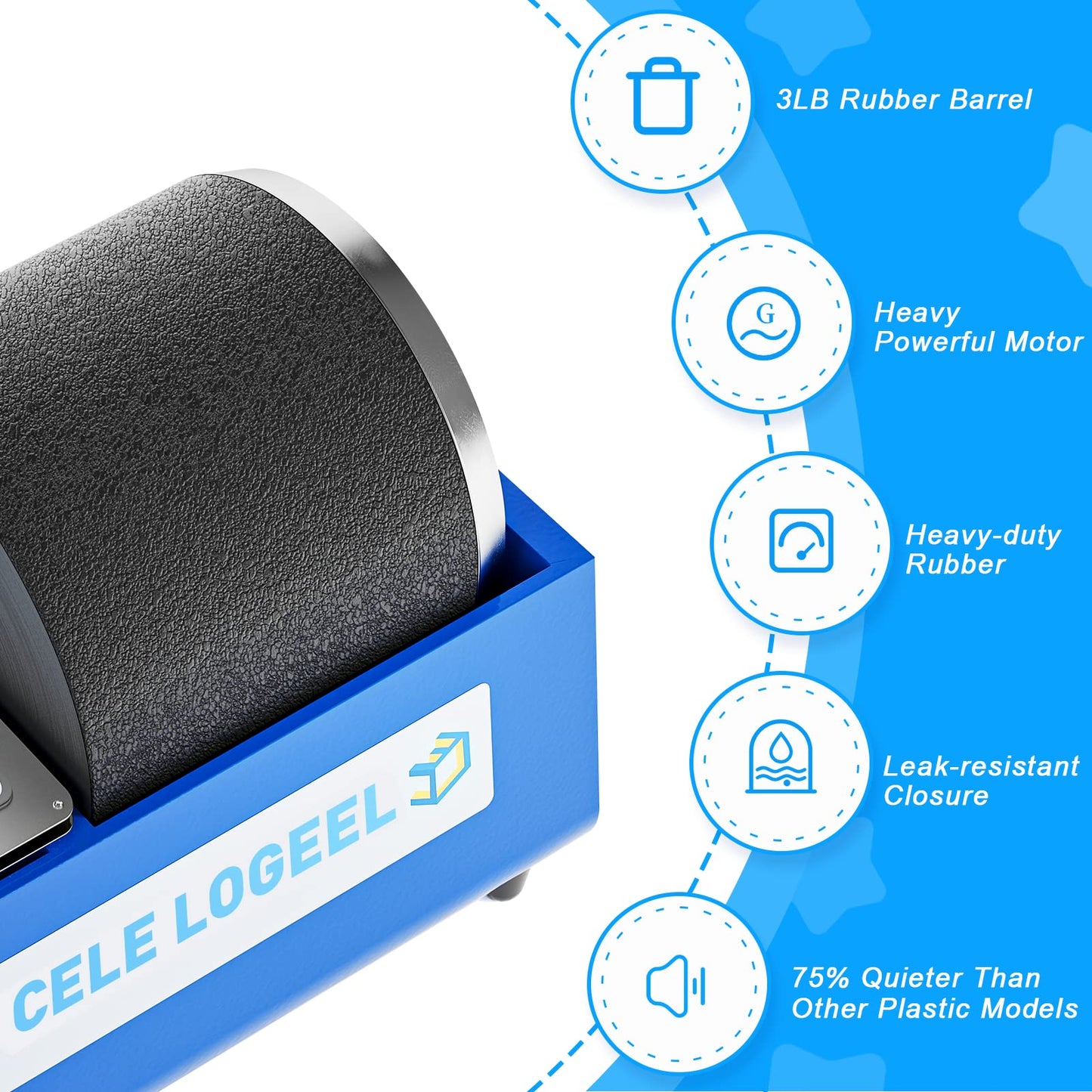 Leegol Electric Rock Tumbler Kit — 3LB Single Drum Polisher