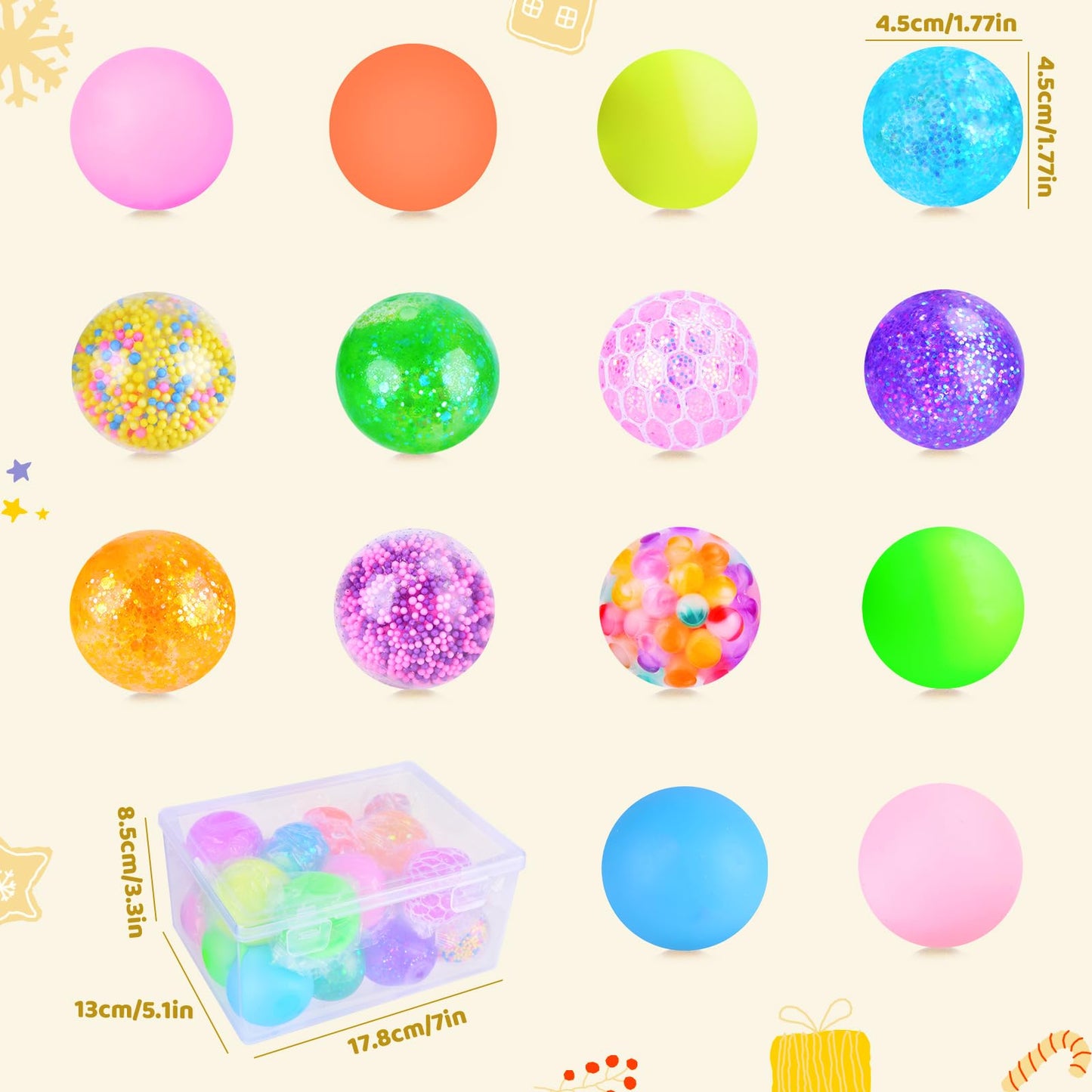 LEEHUR Squishy Stress Balls – 14-Pack Fidget Toys for Stress Relief & Focus