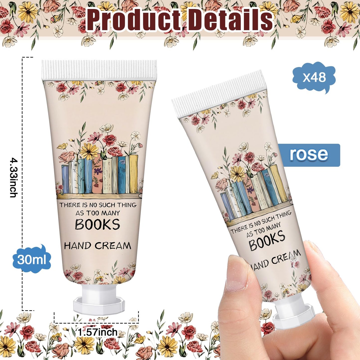 Leelosp 48-Pcs Book Lover Hand Cream Gift Set – Travel-Size Moisturizers for Women