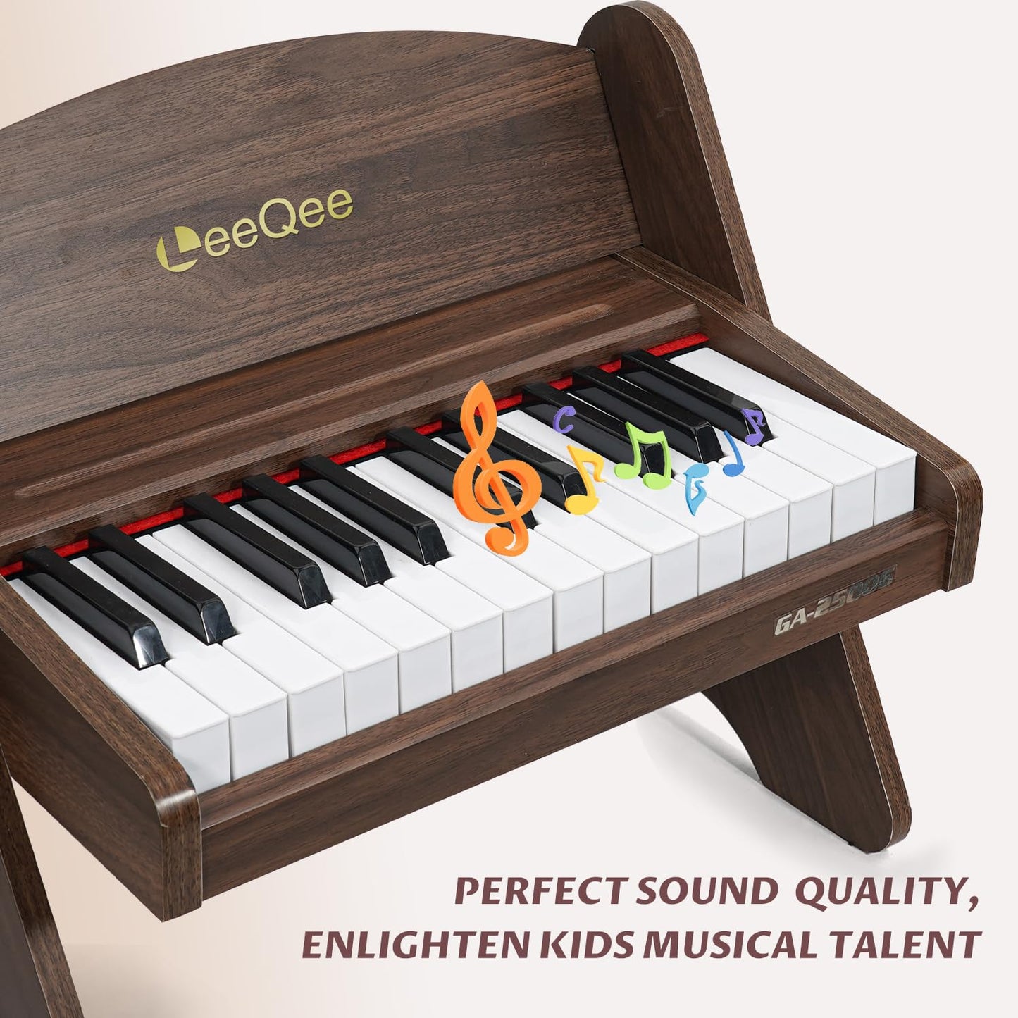 LeeQee Kids Piano Keyboard - 25 Keys Wooden Keyboard for Beginners, Educational Music Gift (Age 3+)