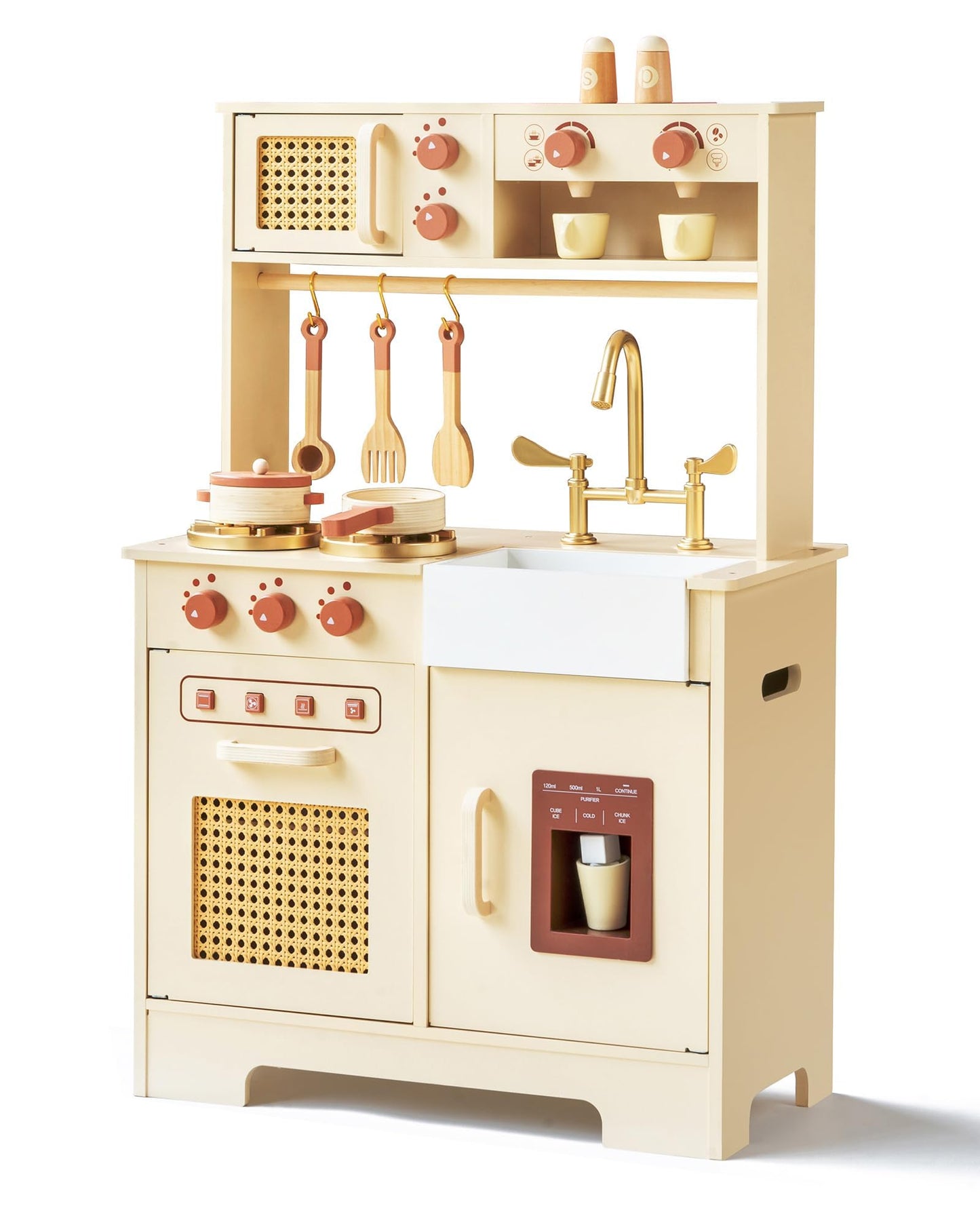 Leeshyah Play Kitchen for Kids – Wooden Interactive Kitchen Set with Realistic Features (Ages 3+)