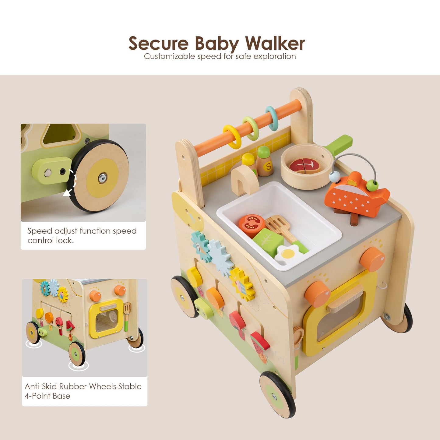 Leeshyah Wooden Baby Walker 3-in-1 Push Toy | Montessori Learning Center
