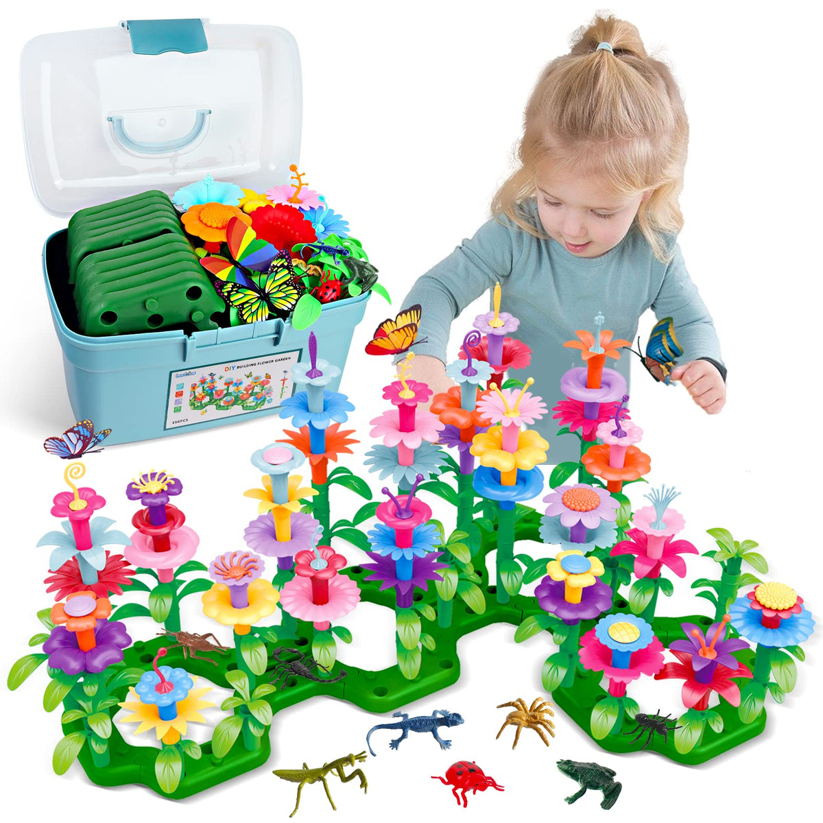Leetous 156-Piece Insect Flower Garden STEM Toy — Birthday & Easter Gift for 2-6 Year Olds