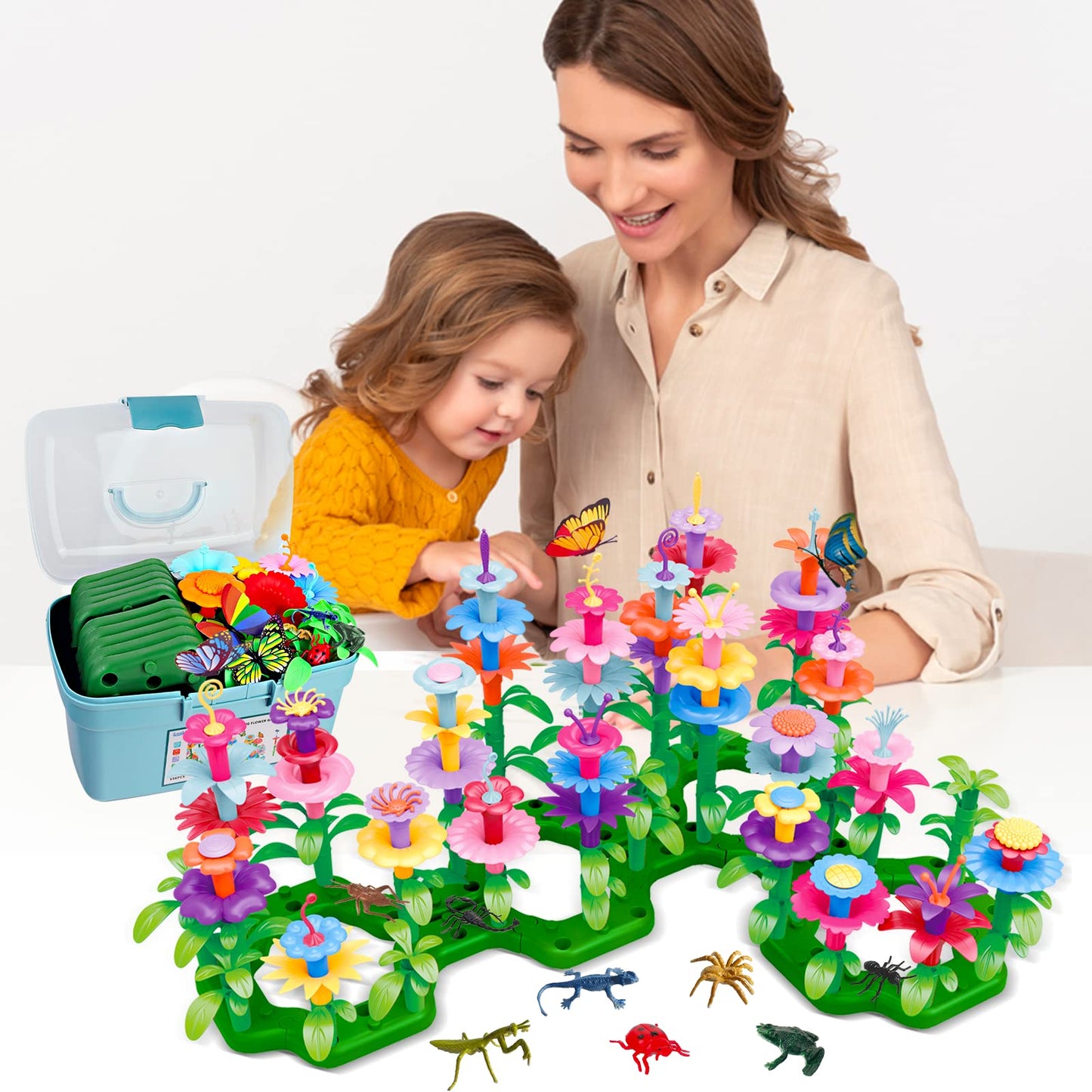 Leetous 156-Piece Insect Flower Garden STEM Toy — Birthday & Easter Gift for 2-6 Year Olds