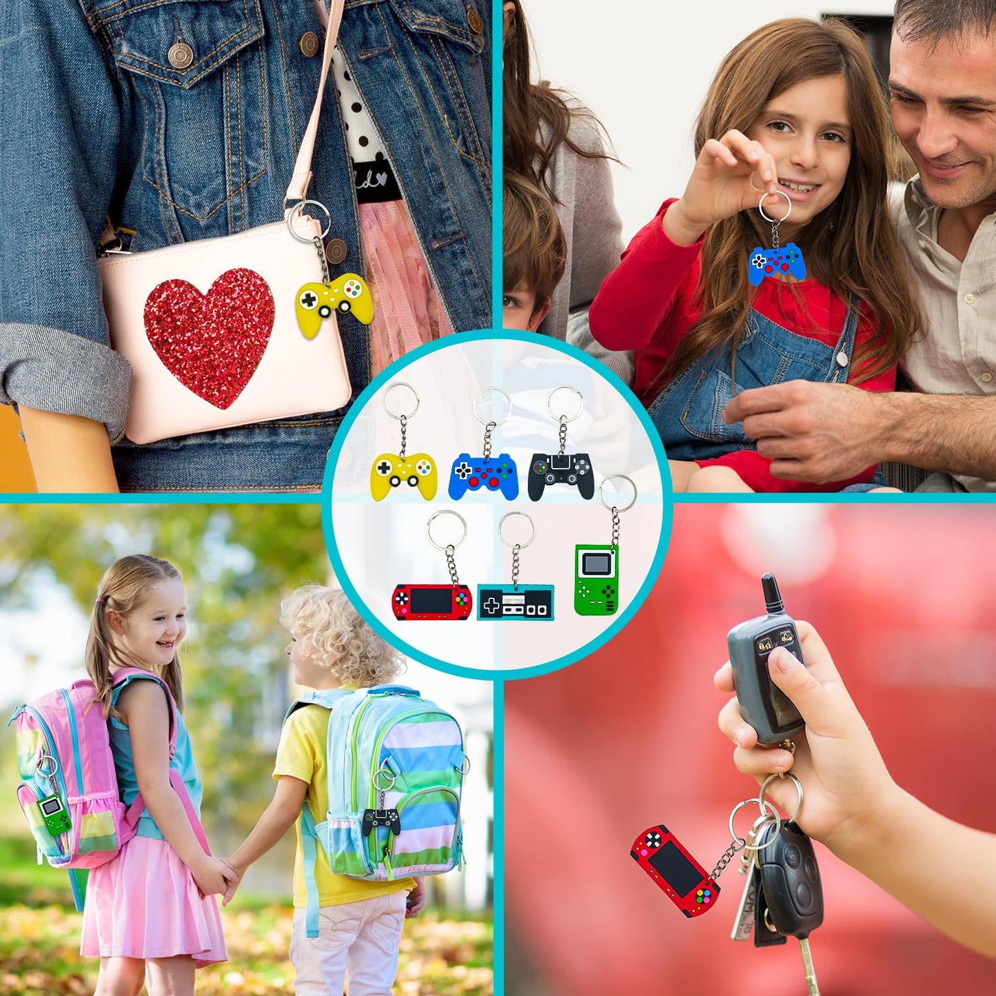 Leetous Bulk Valentines Day Cards & Video Game Keychains — 48-Pack for Classroom Exchanges