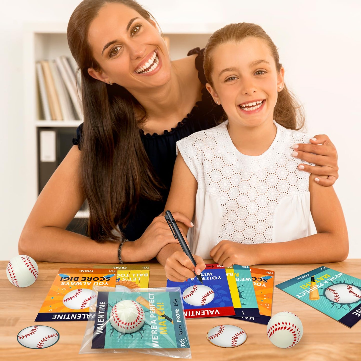 Leetous 24-Pack Baseball Valentines Day Cards & Mini Foam Balls for Kids