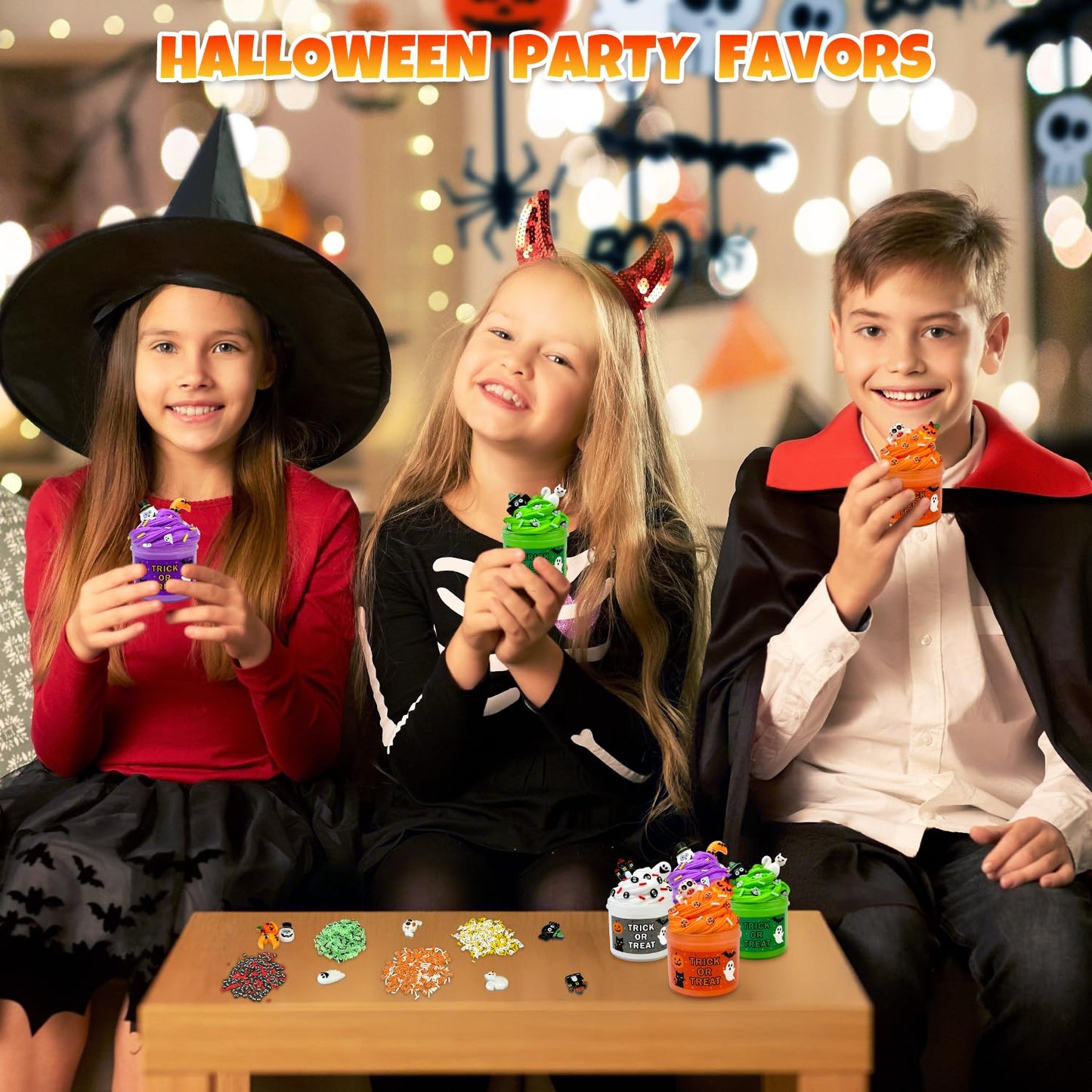 Leetous Halloween Slime Kit – 8 Pack Non-Toxic DIY Treats for Parties & Classroom Prizes