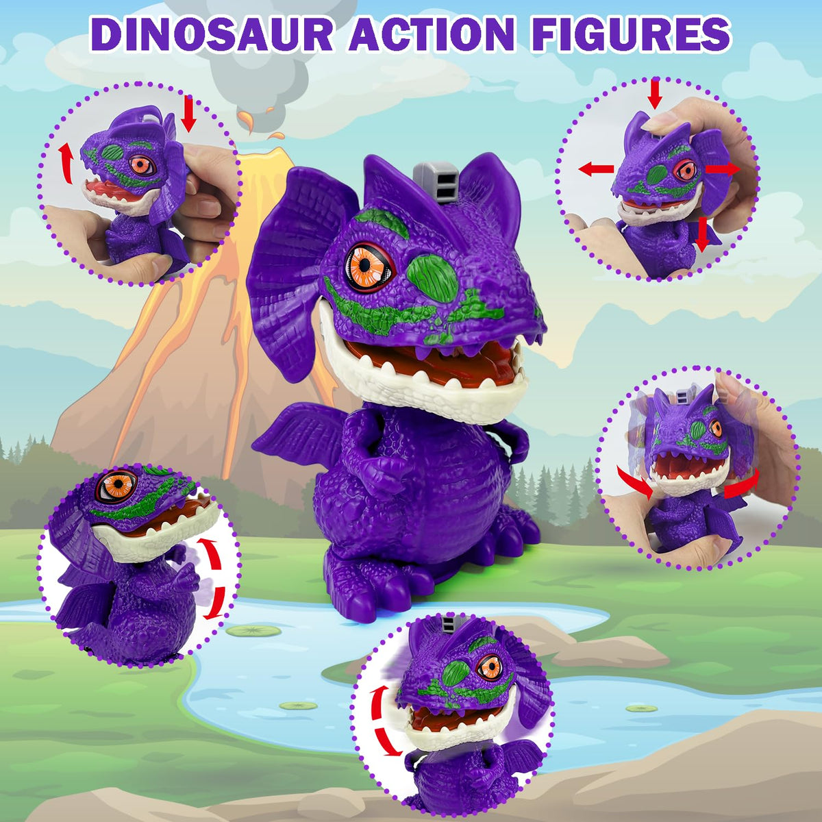 Leetous Dinosaur Toys 4-Pack – Wind-Up Spin & Flap STEM Gifts for Kids 3-8