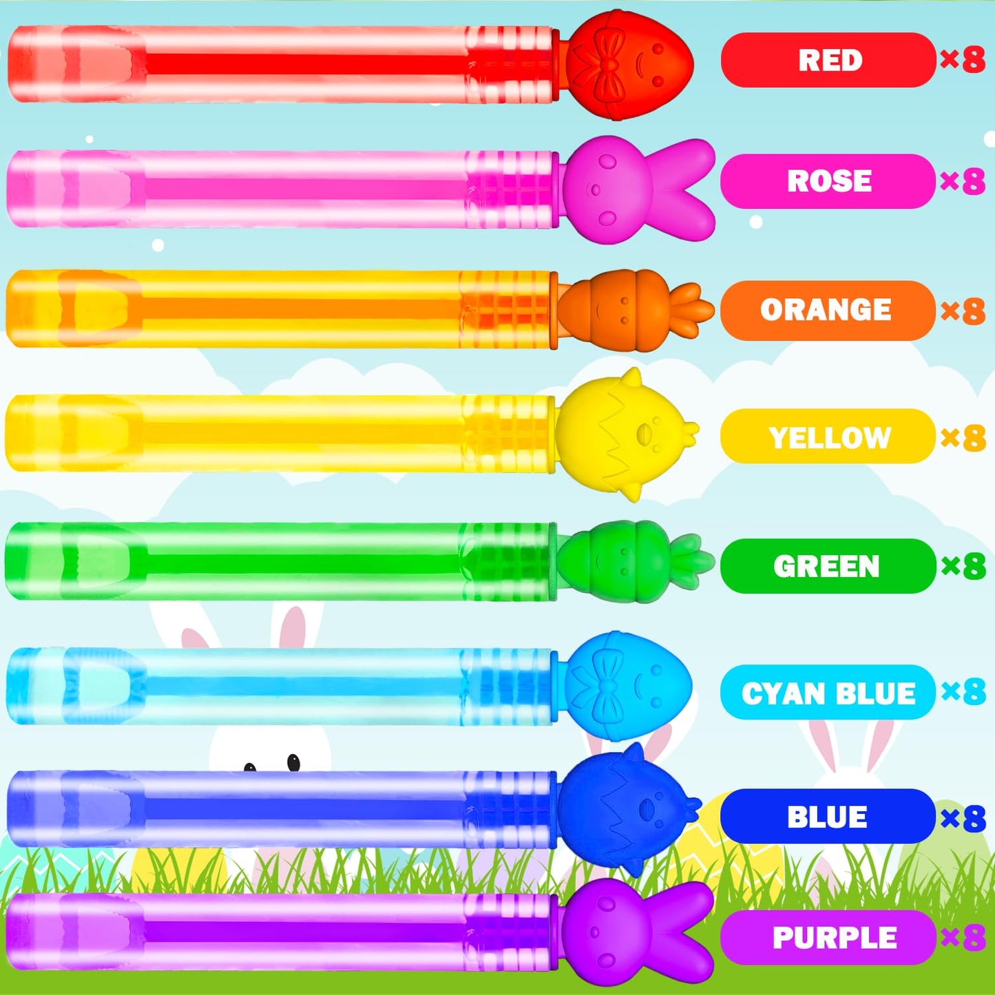 Leetous 64 Pack Easter Bubble Wands – Colorful Party Favors for Kids