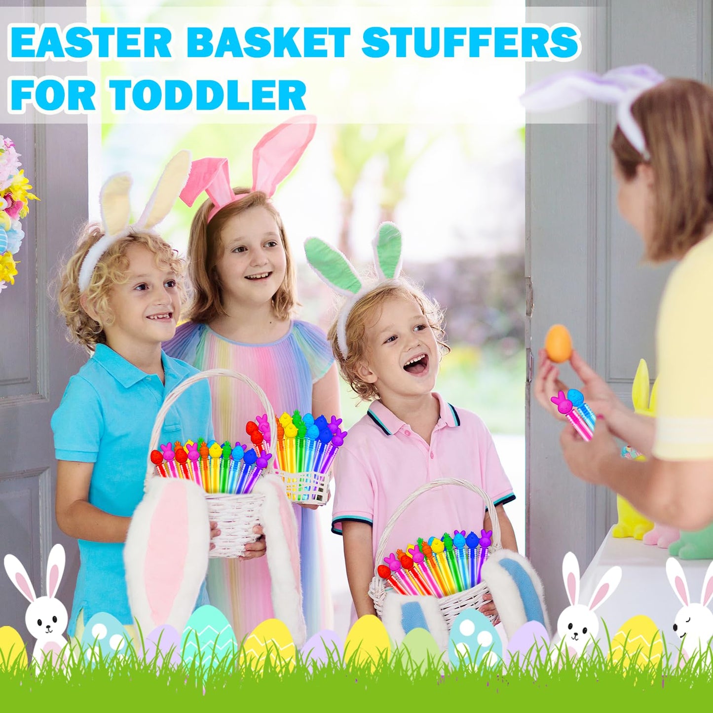 Leetous 64 Pack Easter Bubble Wands – Colorful Party Favors for Kids