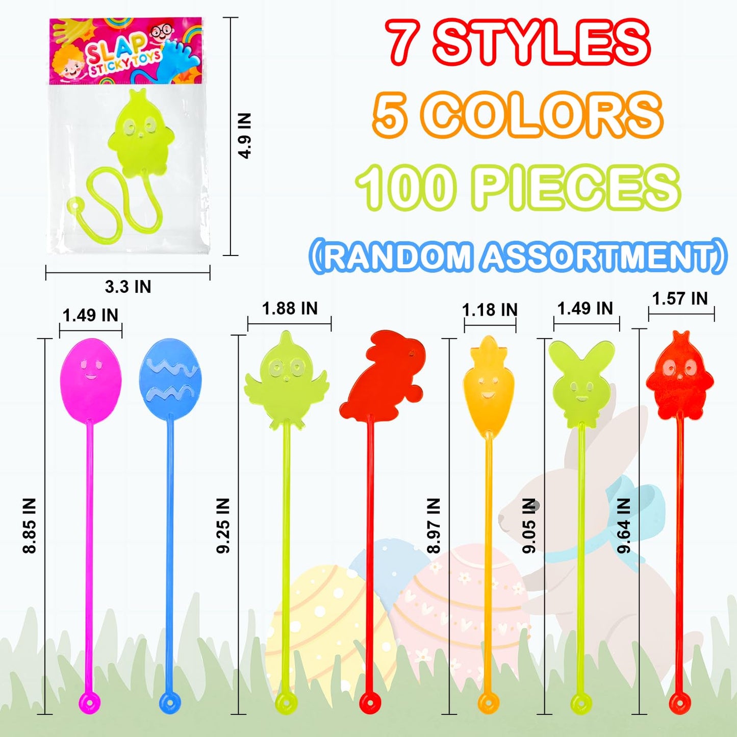 Leetous 100 Pack Easter Sticky Hands - Non-Candy Egg Hunt Fillers