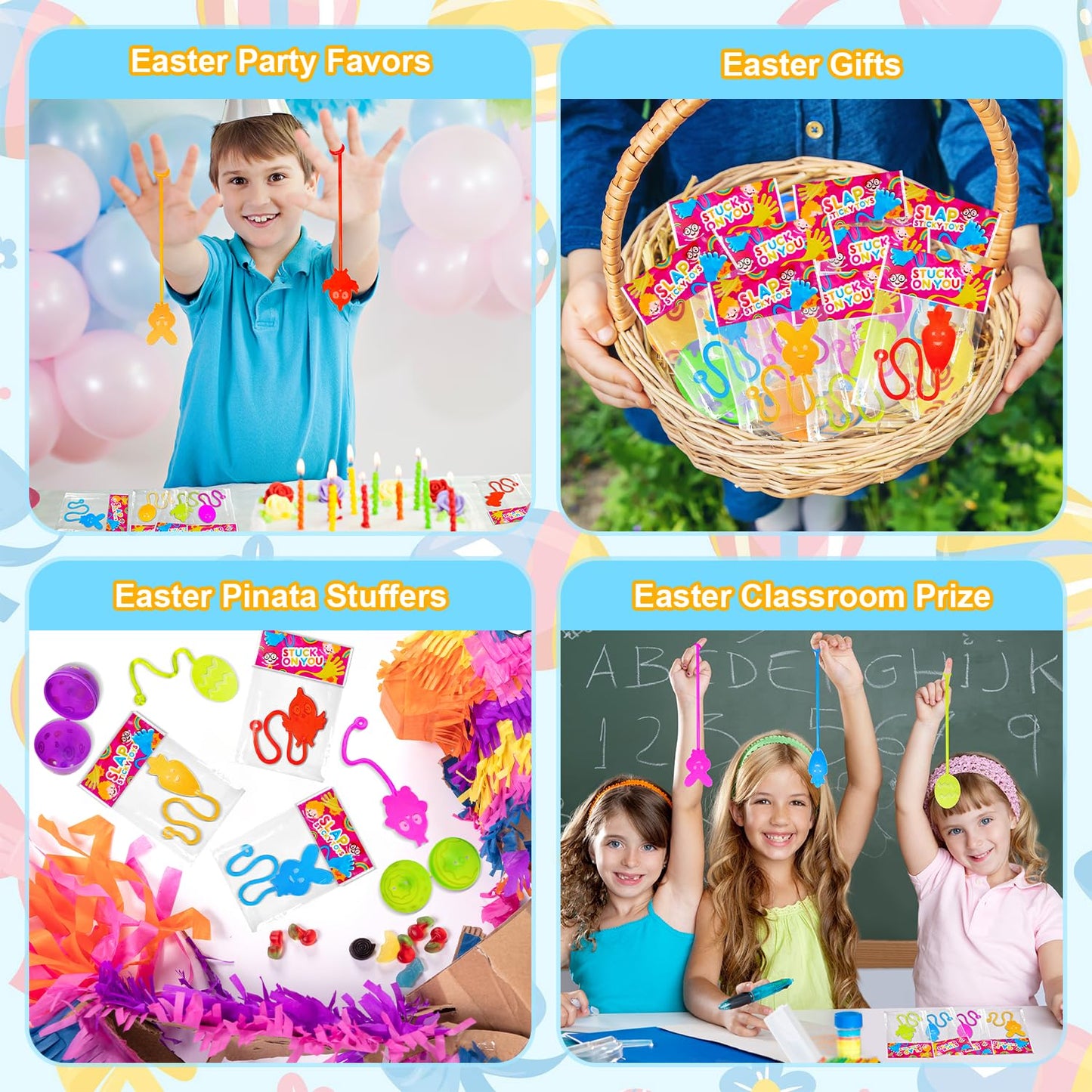 Leetous 100 Pack Easter Sticky Hands - Non-Candy Egg Hunt Fillers