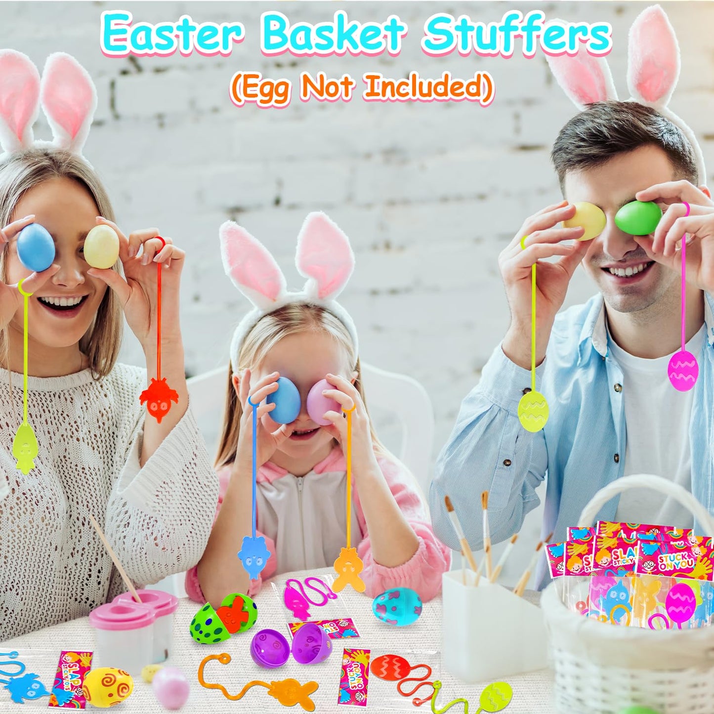 Leetous 100 Pack Easter Sticky Hands - Non-Candy Egg Hunt Fillers