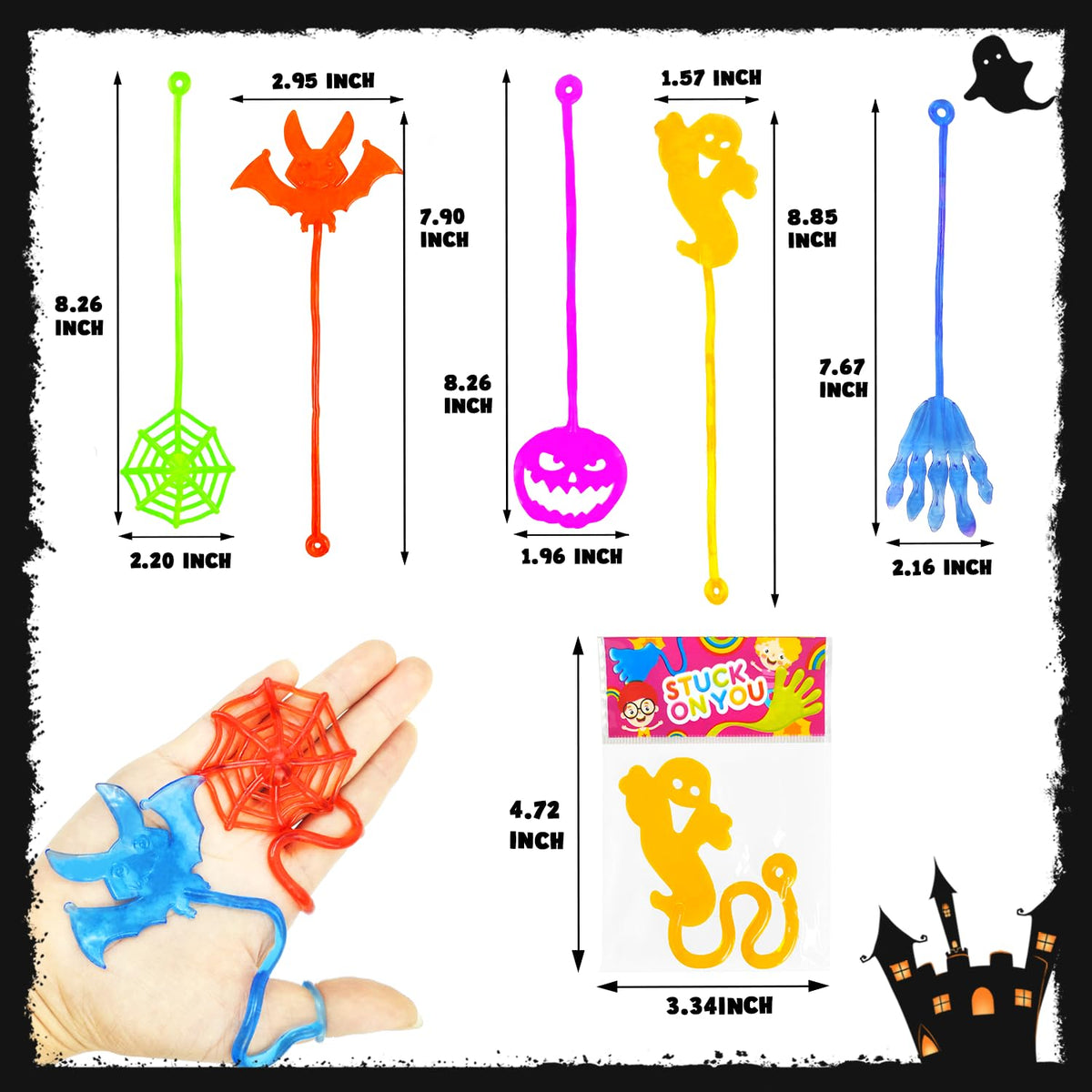 Leetous 100-Pack Halloween Sticky Hands — Non-Candy Bulk Party Favors for Kids