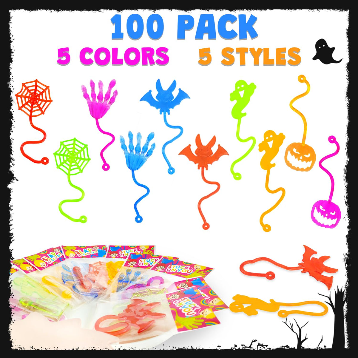 Leetous 100-Pack Halloween Sticky Hands — Non-Candy Bulk Party Favors for Kids