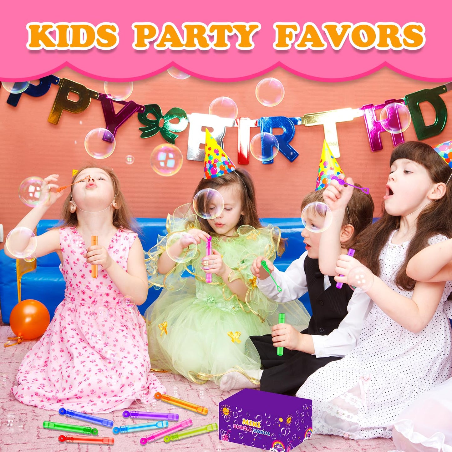 Leetous Neon Mini Bubbles – 100 Pack Party Favors for Kids