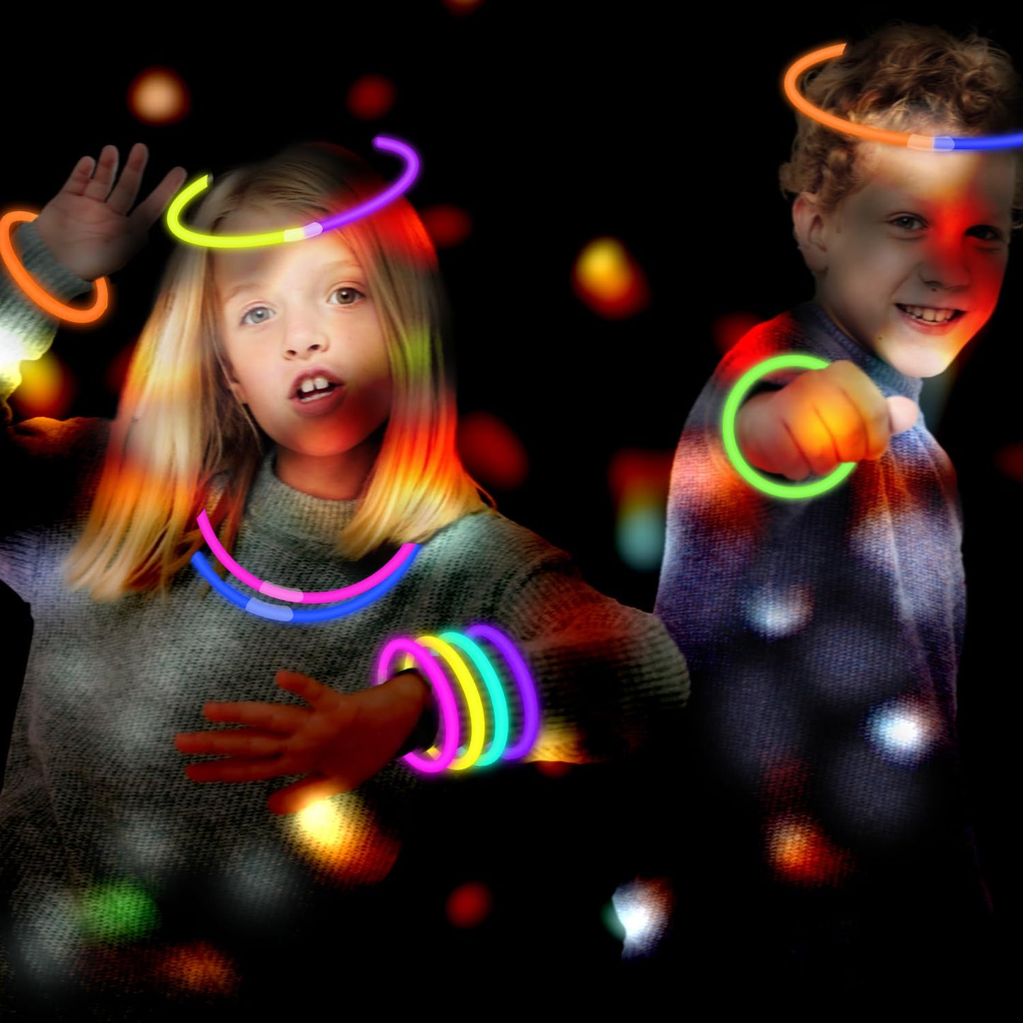 Leetous Glow Sticks Party Pack – 50 Count, 8in Neon Light Up Bracelets & Necklaces