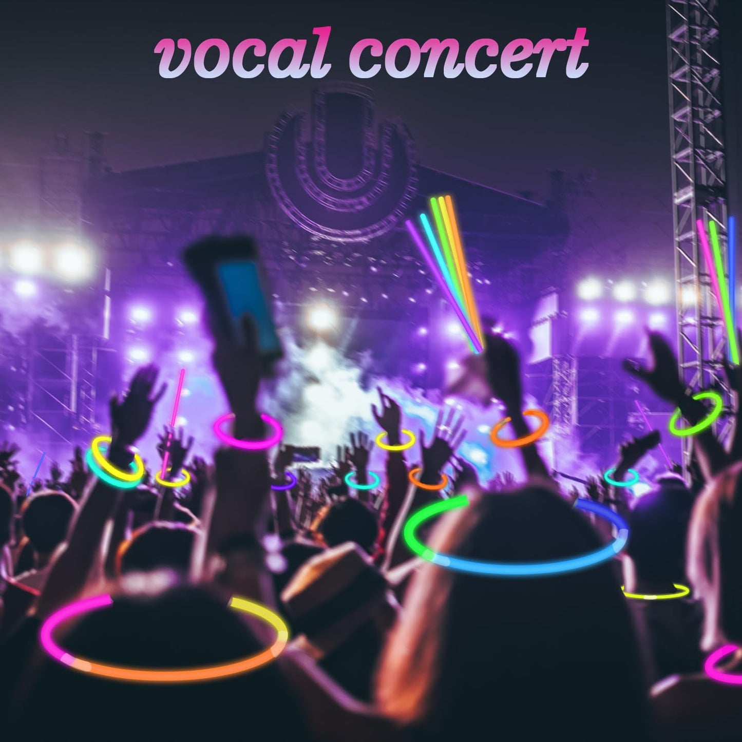 Leetous Glow Sticks Party Pack – 50 Count, 8in Neon Light Up Bracelets & Necklaces