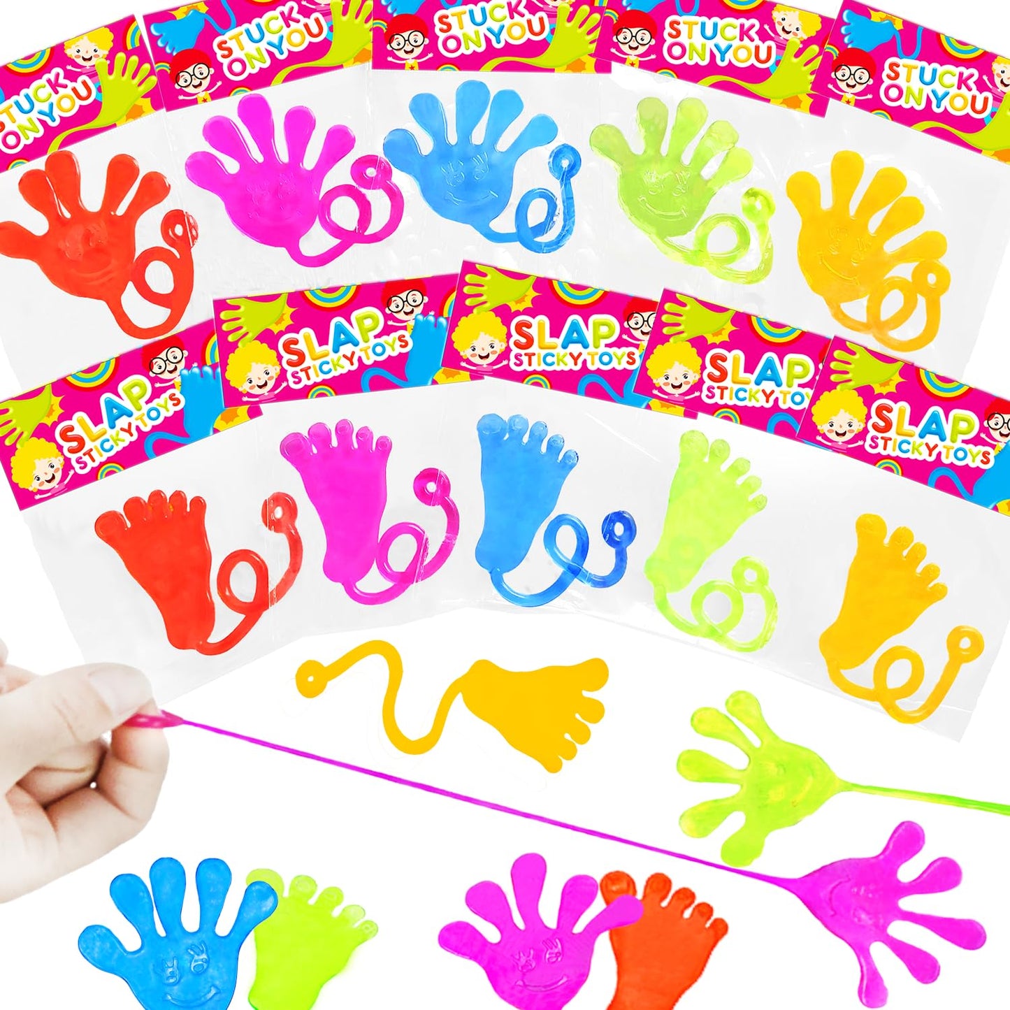 Leetous 30-Pack Sticky Hands & Feet - Non-Candy Party Favors & Classroom Prizes