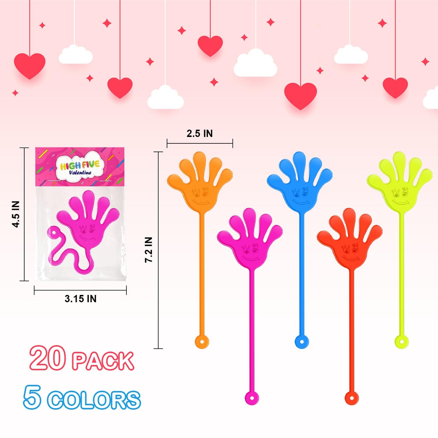 Leetous Valentines Day Kids Gifts – 20 Pcs Sticky Hands with Cards