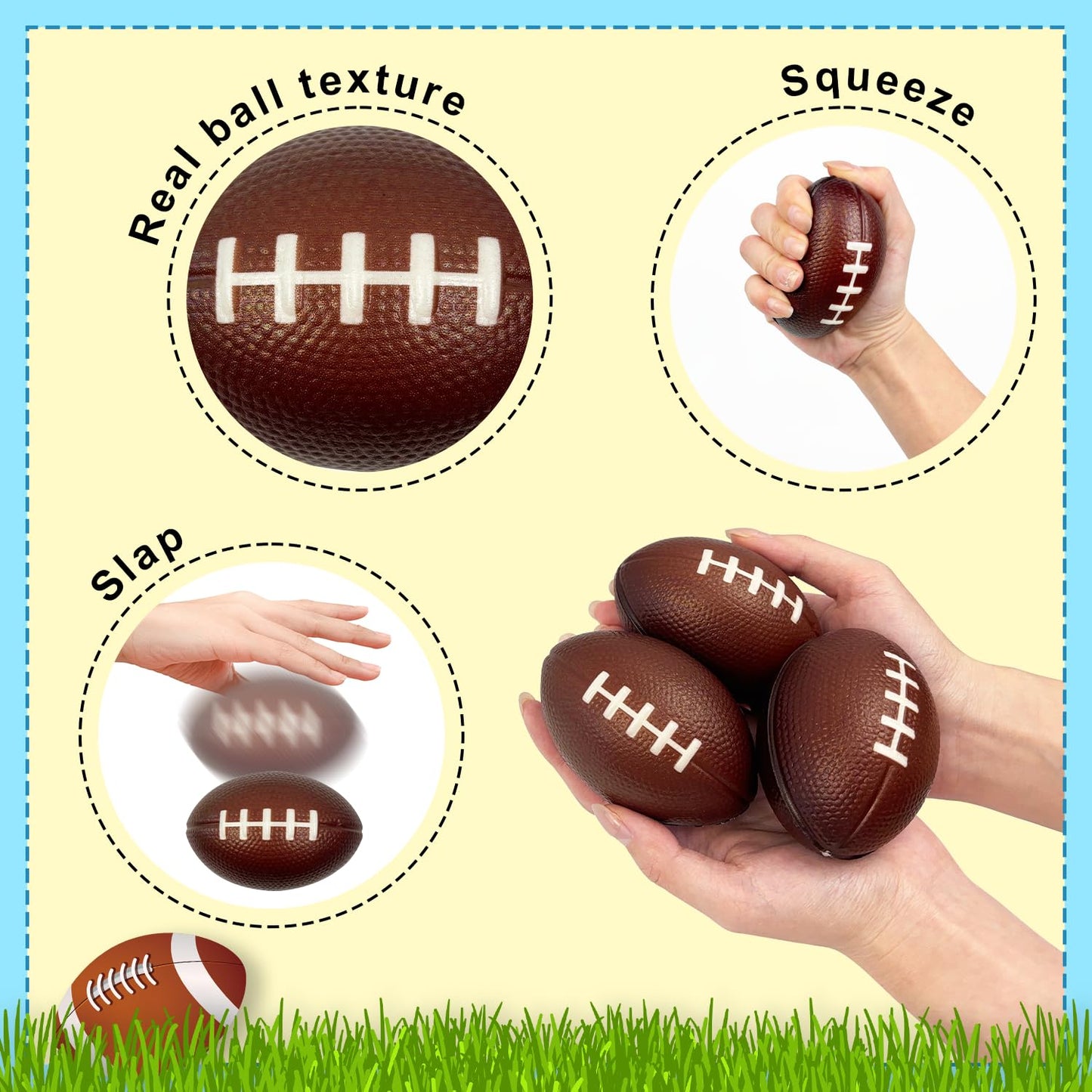 Leetous Football Valentines — 24-Pack Mini Foam Balls with Exchange Cards for Class