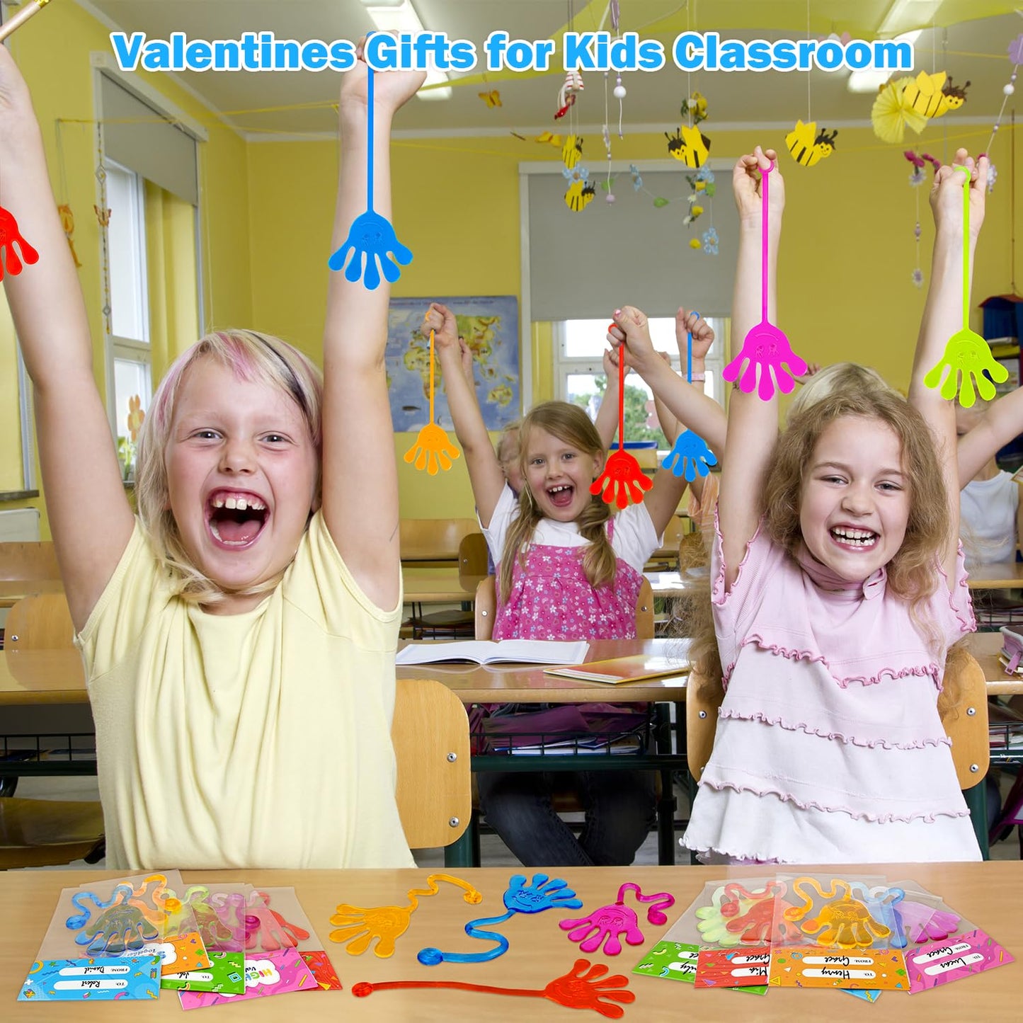 Leetous Valentines Day Kids Gifts – 20 Pcs Sticky Hands with Cards