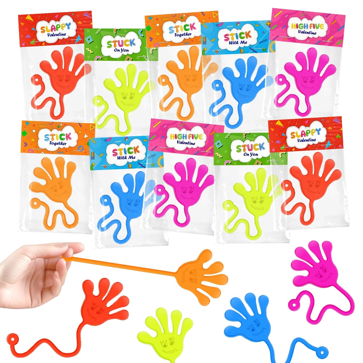 Leetous Valentines Day Kids Gifts – 20 Pcs Sticky Hands with Cards