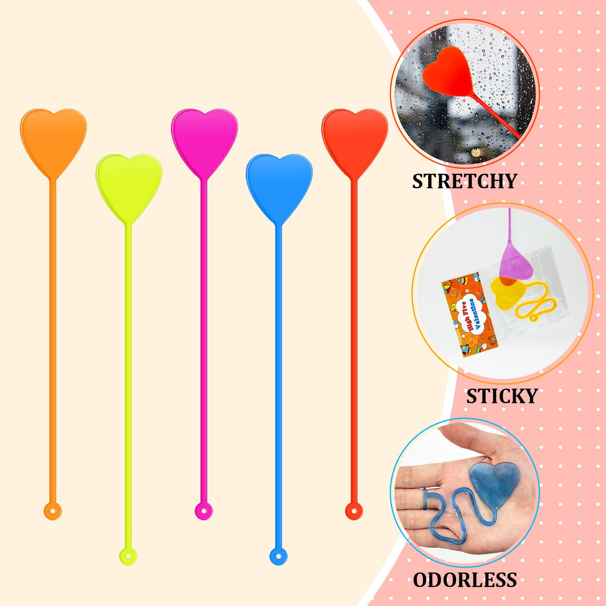 Leetous Non Candy Valentines Gifts for Kids — 28-Pack Classroom Exchange Cards with Heart Sticky Hands