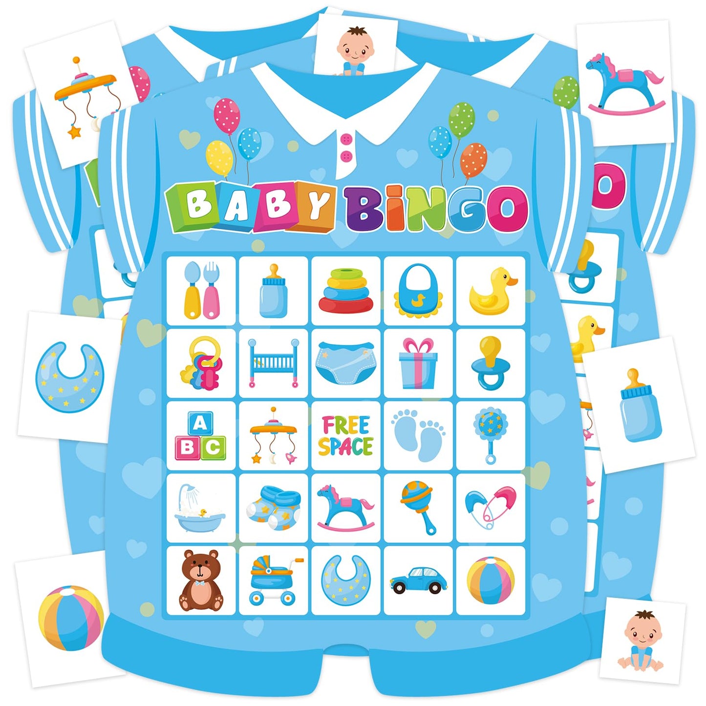 Leezead Baby Shower Bingo Game for Adults – 24 Players, Newborn Cards & Chips