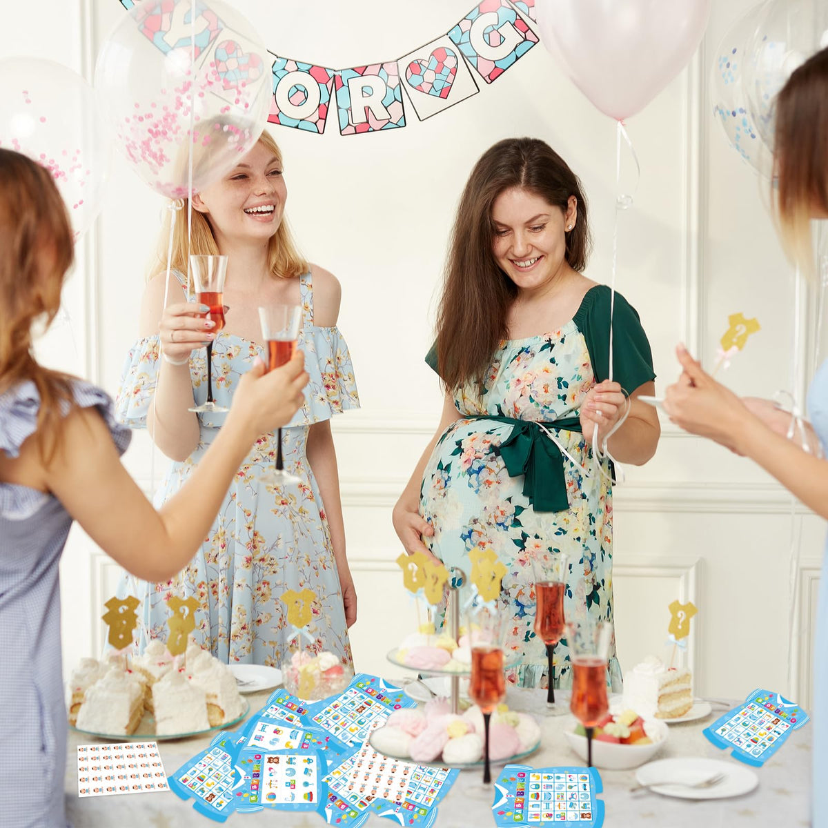 Leezead Baby Shower Bingo Game for Adults – 24 Players, Newborn Cards & Chips