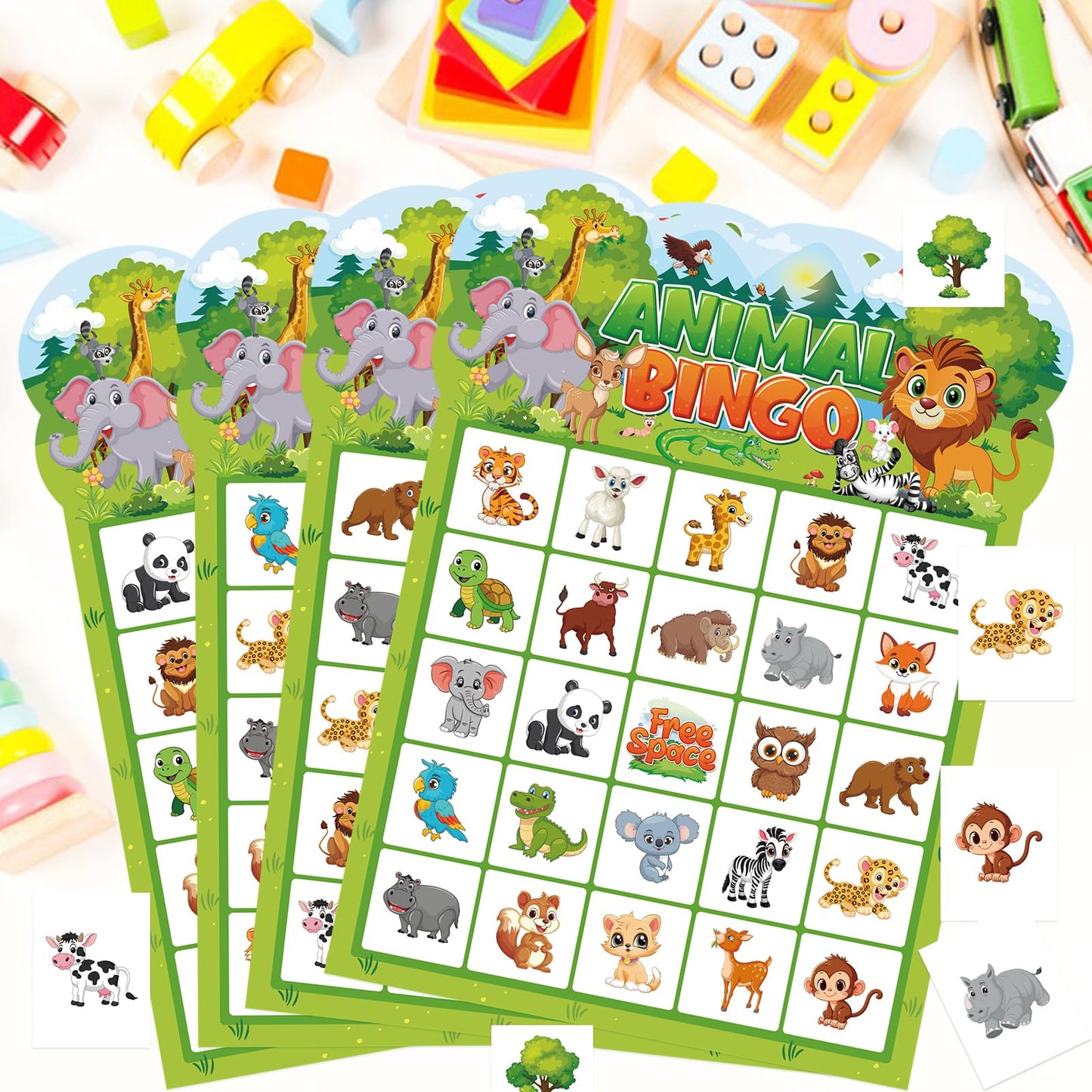 Leezead Animal Bingo Game — 24-Player Jungle Safari Cards for Parties, Classroom & Family Fun