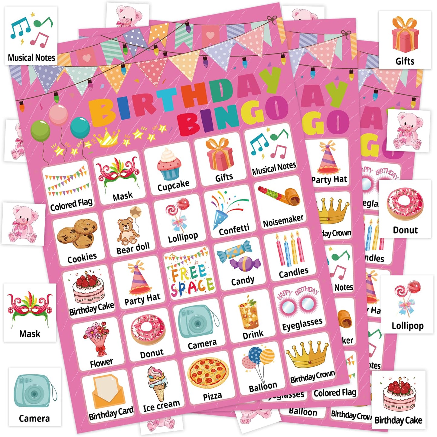 Leezead Birthday Bingo Game – 24-Player Party Cards for Kids, Adults & Classrooms