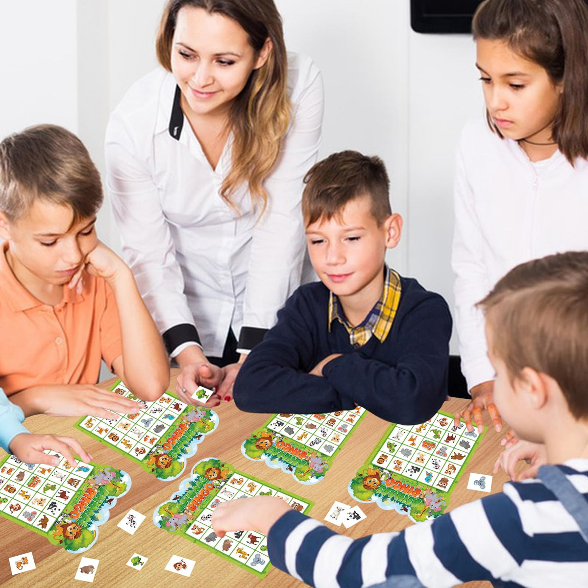 Leezead Animal Bingo Game — 24-Player Jungle Safari Cards for Parties, Classroom & Family Fun