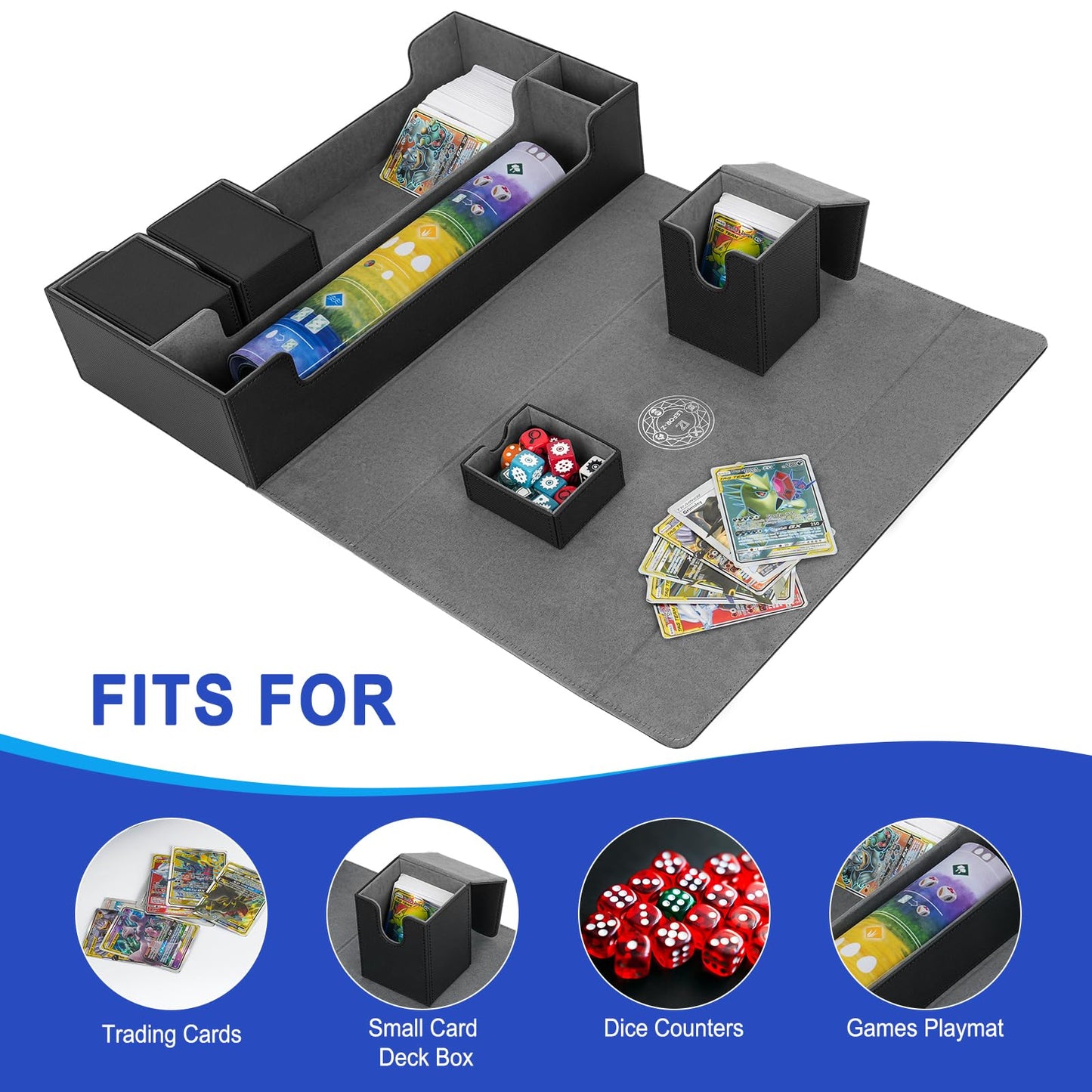 LEFOR·Z 6 in1 Card Deck Box Set – X-Large Premium Storage Case for MTG/TCG/Yugioh (Black & Grey)