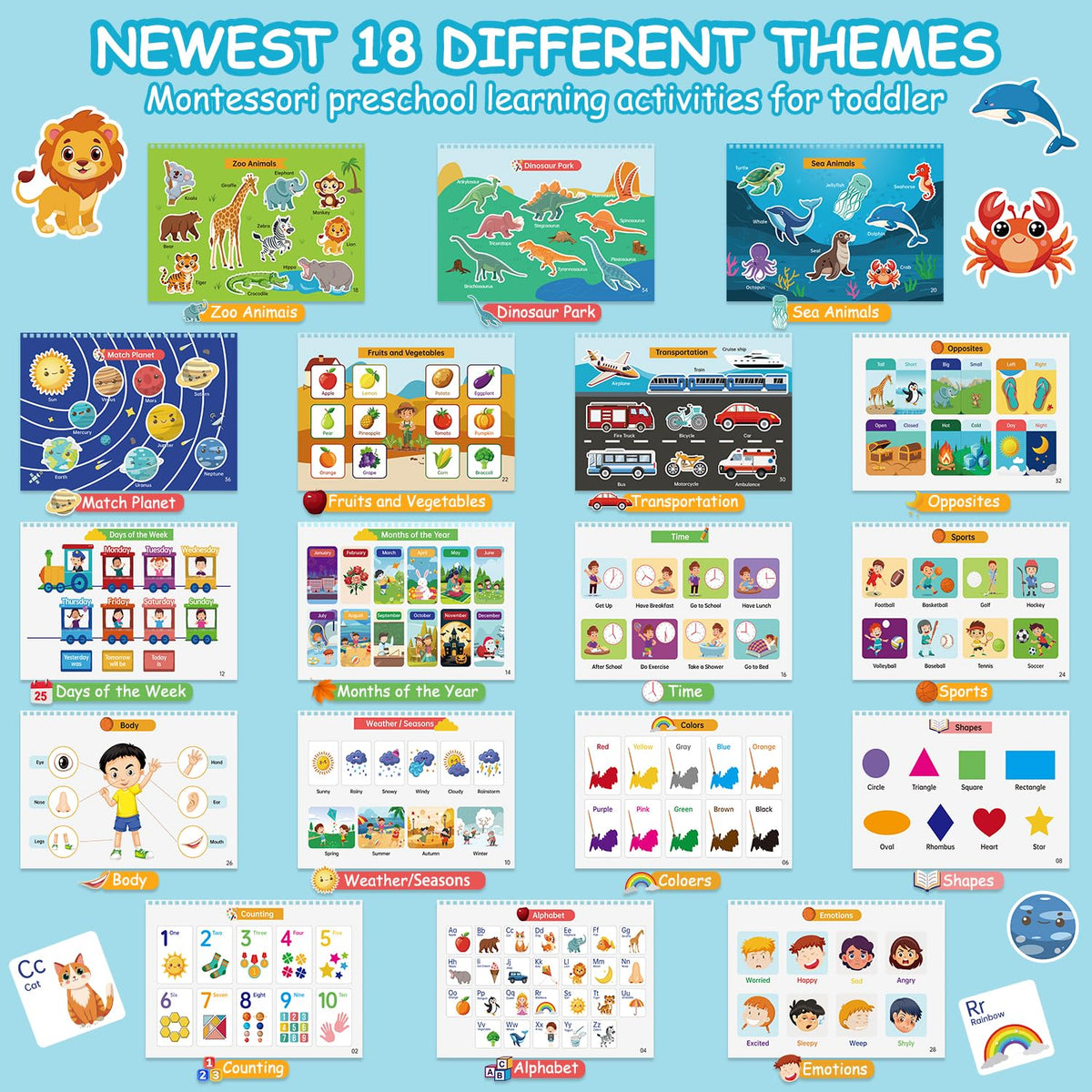 LeftBC Busy Book for Toddlers by Justification – 36 Themed Preschool Activities
