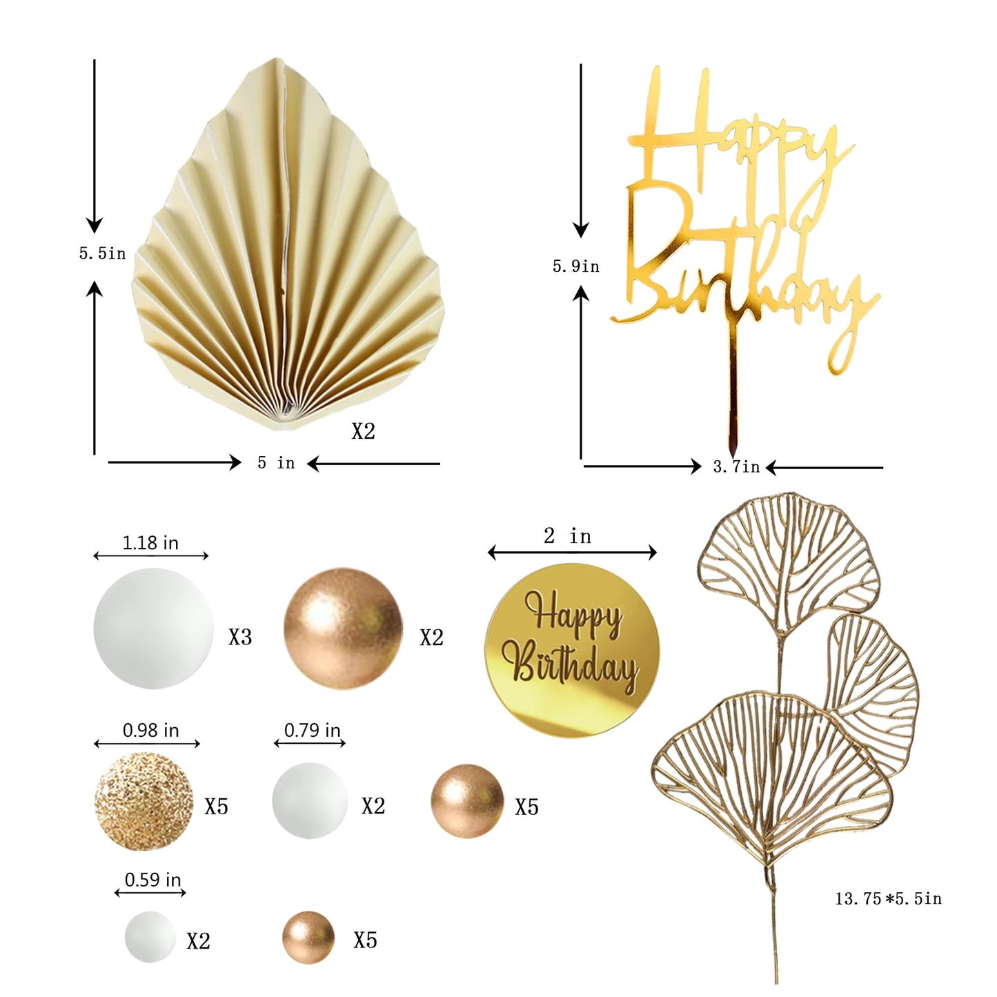 LEFUBABY White Gold Balls Cake Toppers – 24-Piece Set for Birthday, Wedding & Baby Shower
