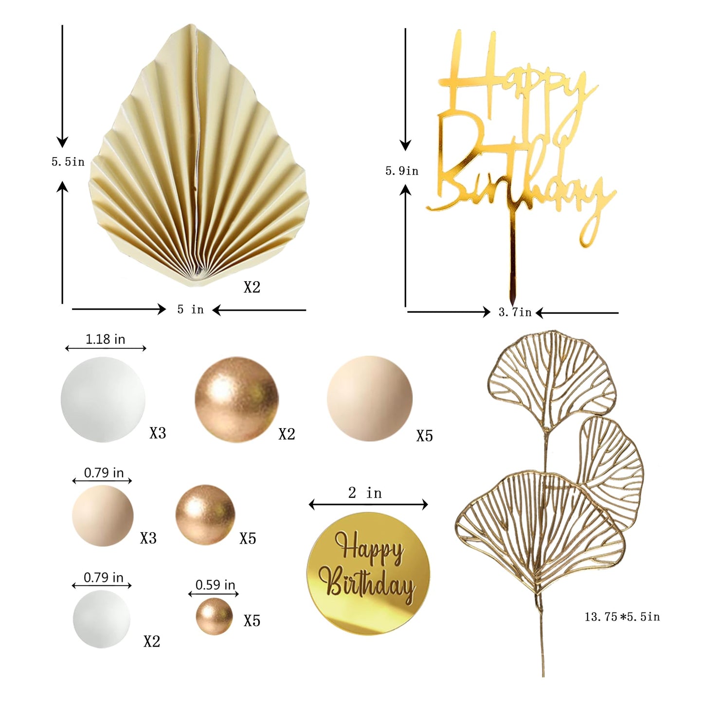 LEFUBABY White Gold Balls Cake Toppers – Boho Wedding & Baby Shower Decor