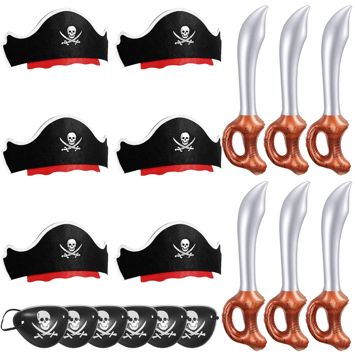 Legigo 18 Pcs Funny Pirate Party Set – Hats, Eye Patches & Inflatable Swords