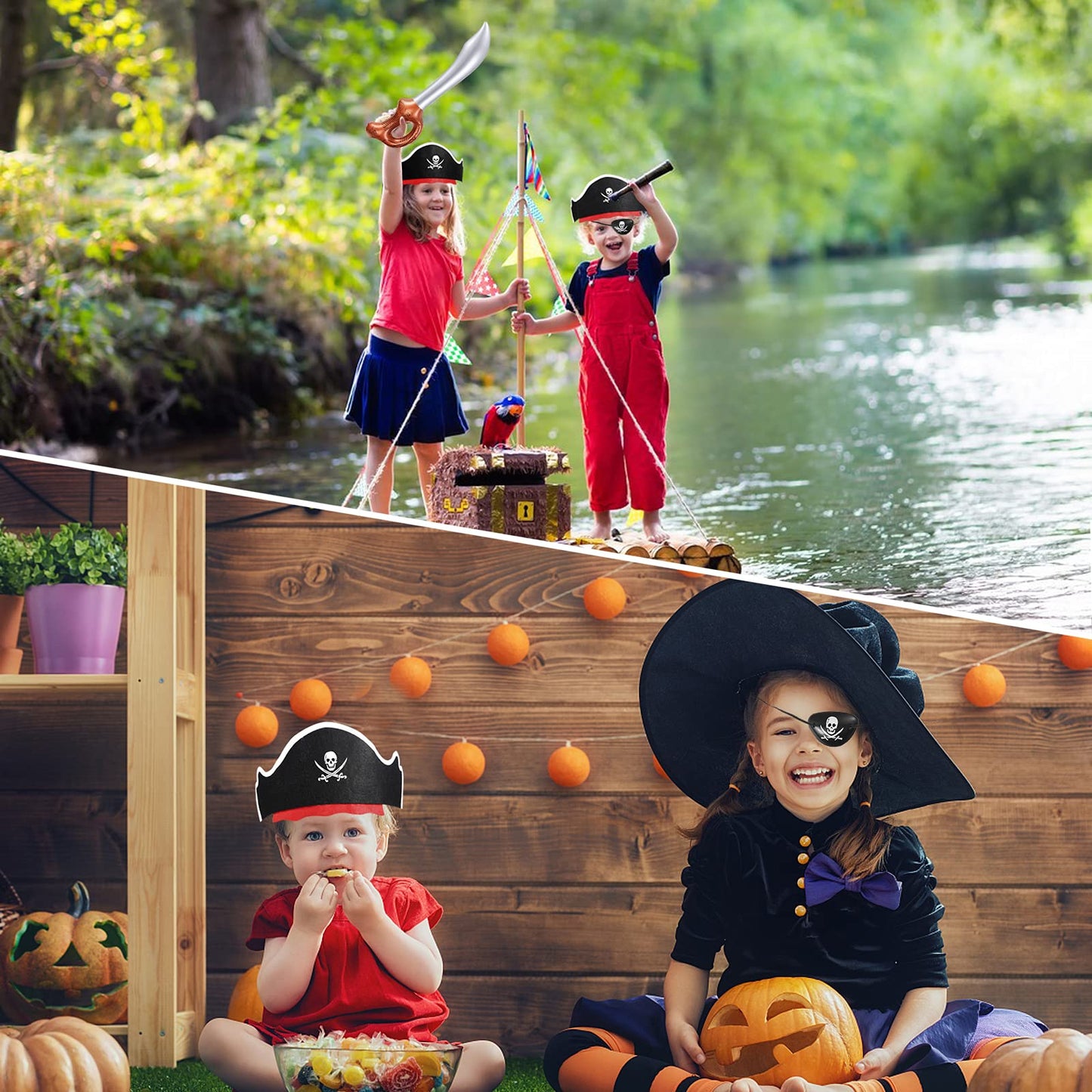 Legigo 18 Pcs Funny Pirate Party Set – Hats, Eye Patches & Inflatable Swords