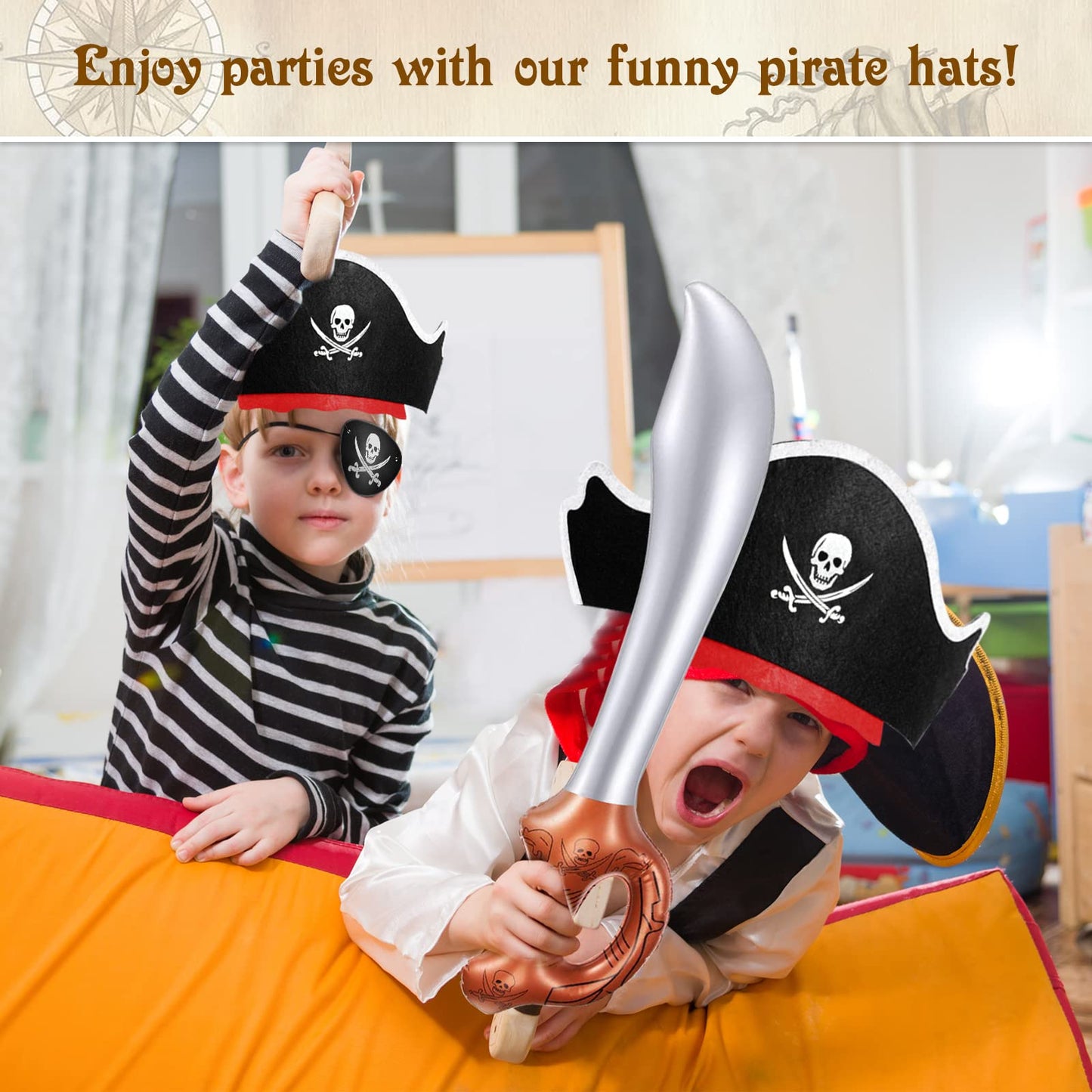 Legigo 72-Piece Pirate Party Set – Hats, Eye Patches & Inflatable Swords