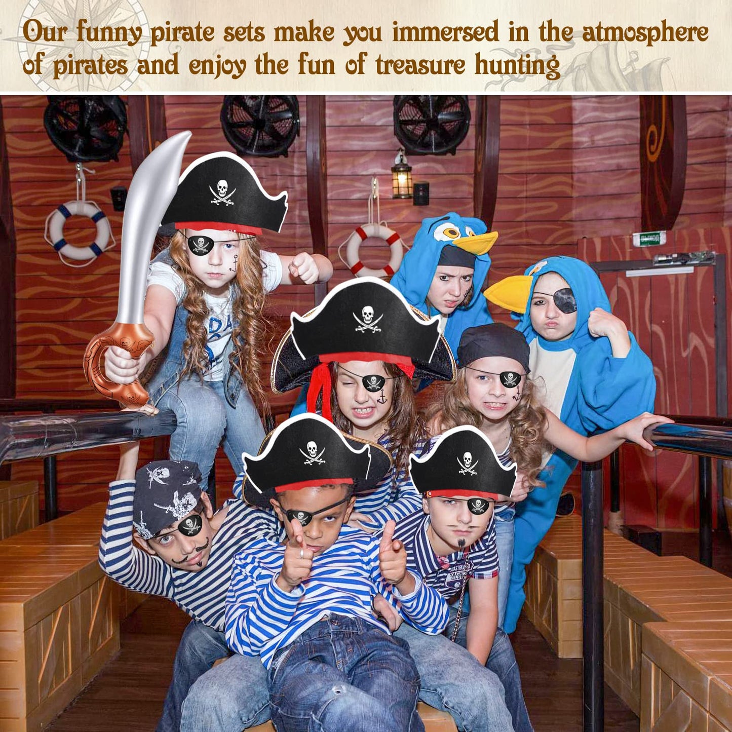 Legigo 72-Piece Pirate Party Set – Hats, Eye Patches & Inflatable Swords