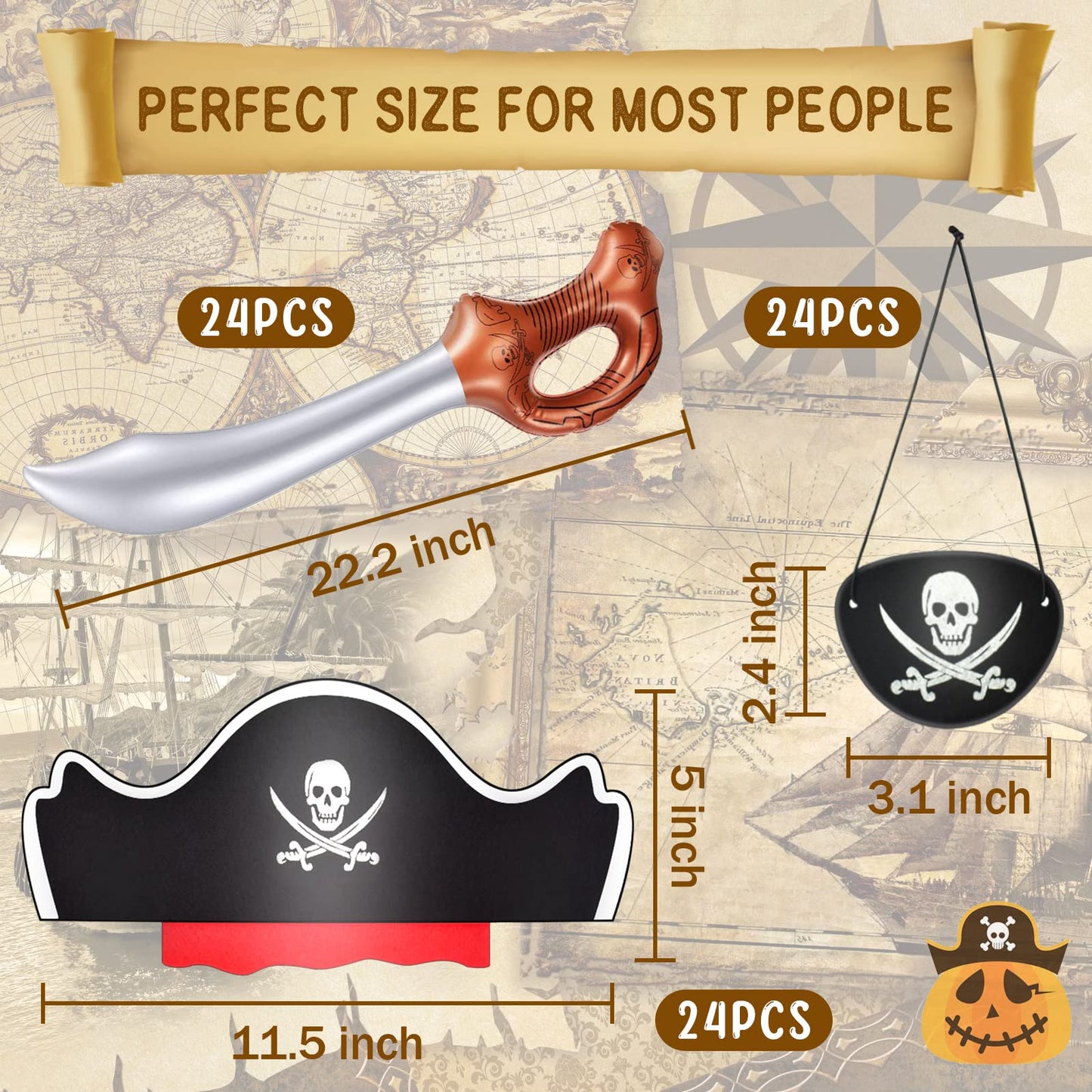 Legigo 72-Piece Pirate Party Set – Hats, Eye Patches & Inflatable Swords