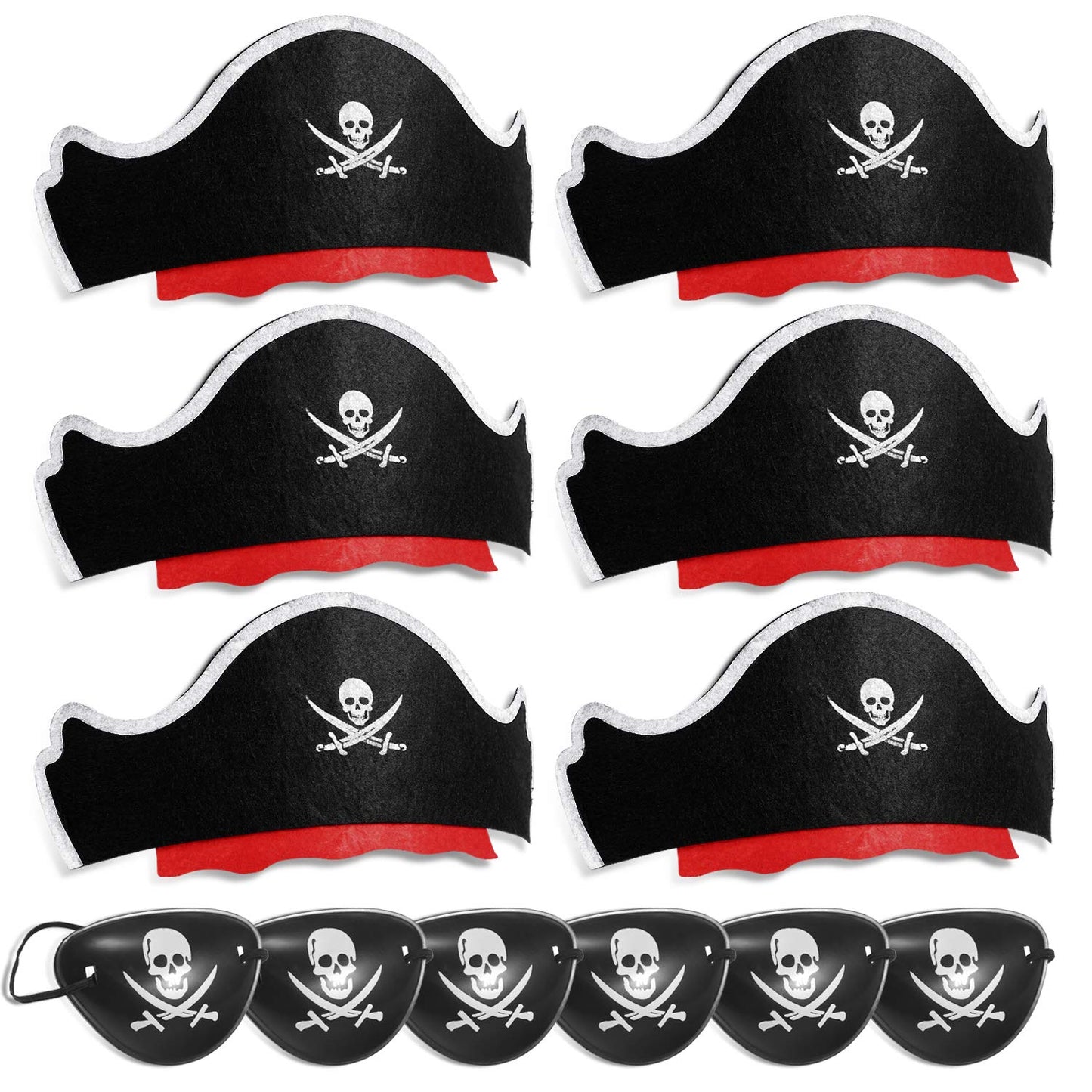 Legigo 12 Pcs Pirate Hat with Eye Mask – Classic Costume Accessories for Pirate Party (Black)