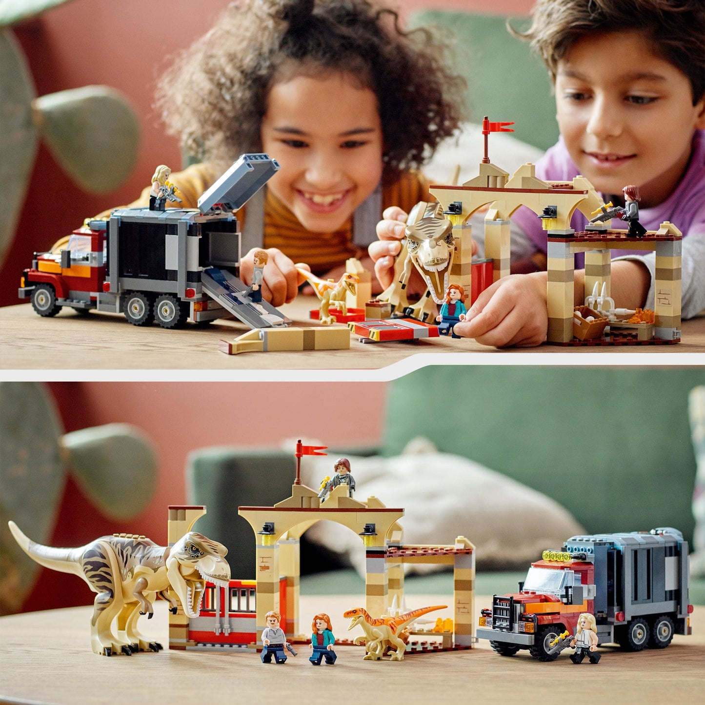 LEGO 76948 Jurassic World T. Rex & Atrociraptor Dinosaur Escape Set with Truck — 4 Minifigures, 8+