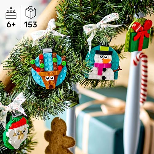 LEGO 40744 Christmas Ornaments Selection – 4 Buildable Tree Decorations for Kids 6+