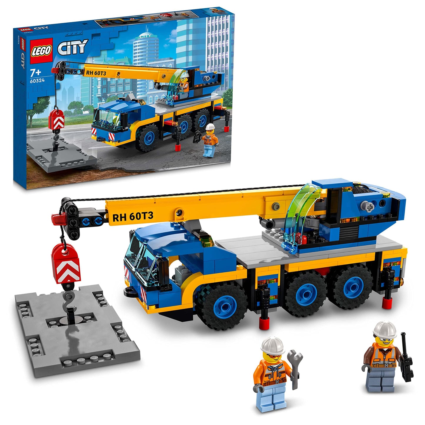 LEGO City 60324 Off-Road Crane: Buildable Crane Truck Toy for 7+ | Road Plate & Minifigs